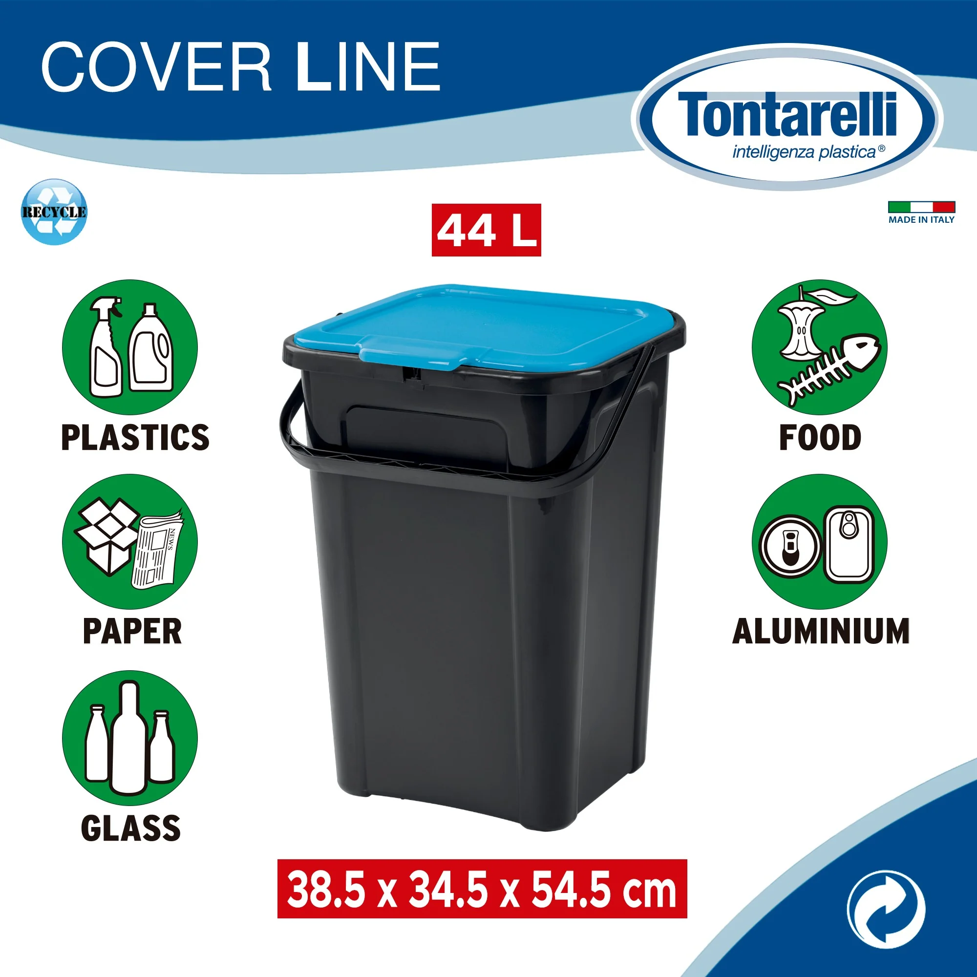 Cubo De Basura 44l cover Line Con Base Negra + Mango Sapphir - Image 2