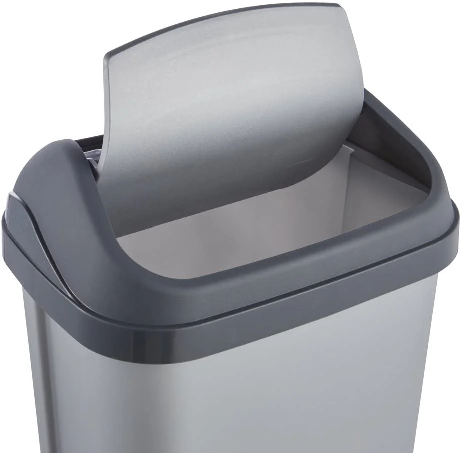 Cubo De Basura Con Tapa Basculante, 10 L, Swantje, Plateado - Image 2