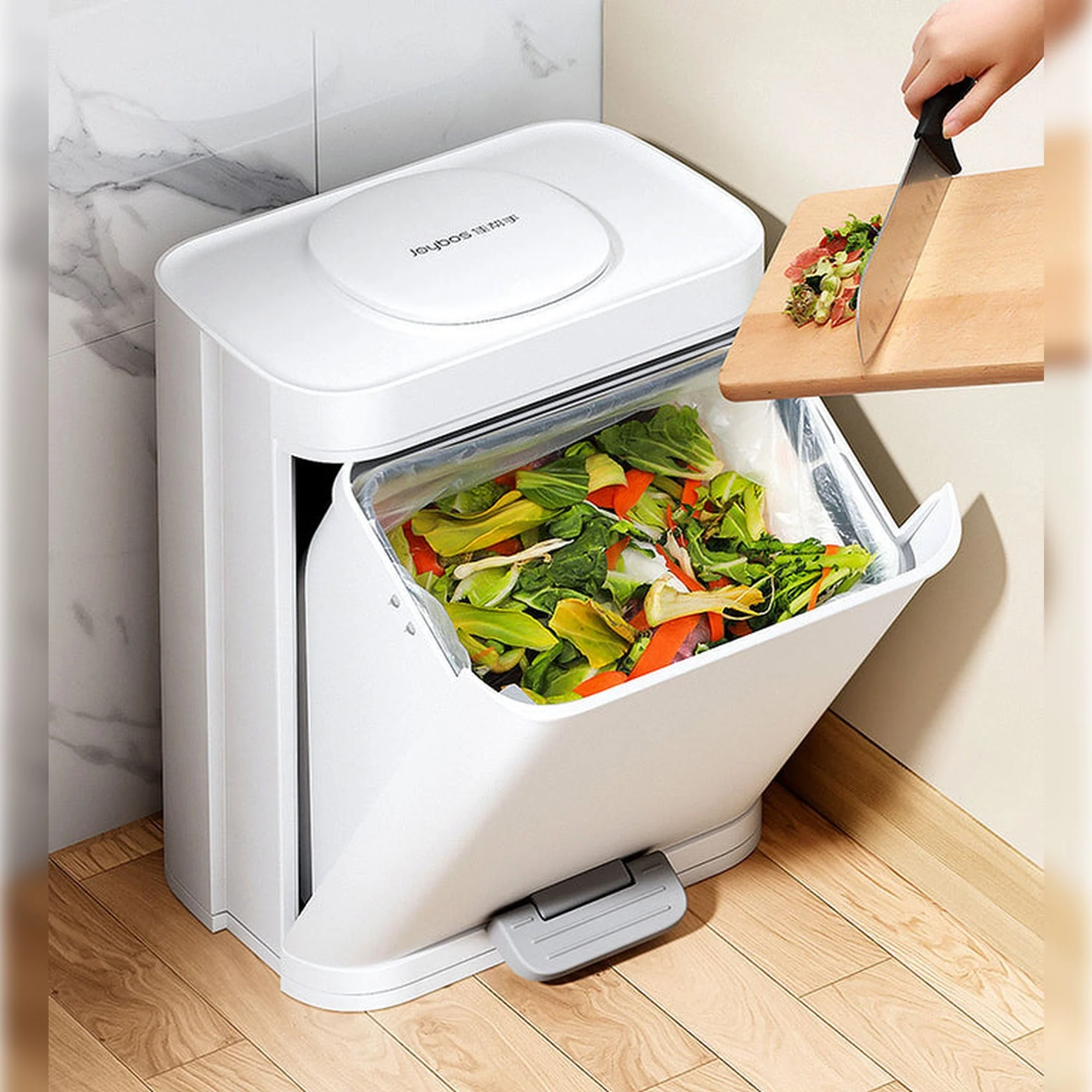 Cubo De Basura De 15,9l Con Tapa Y Pedal De Manos Libres Joybos - Image 5