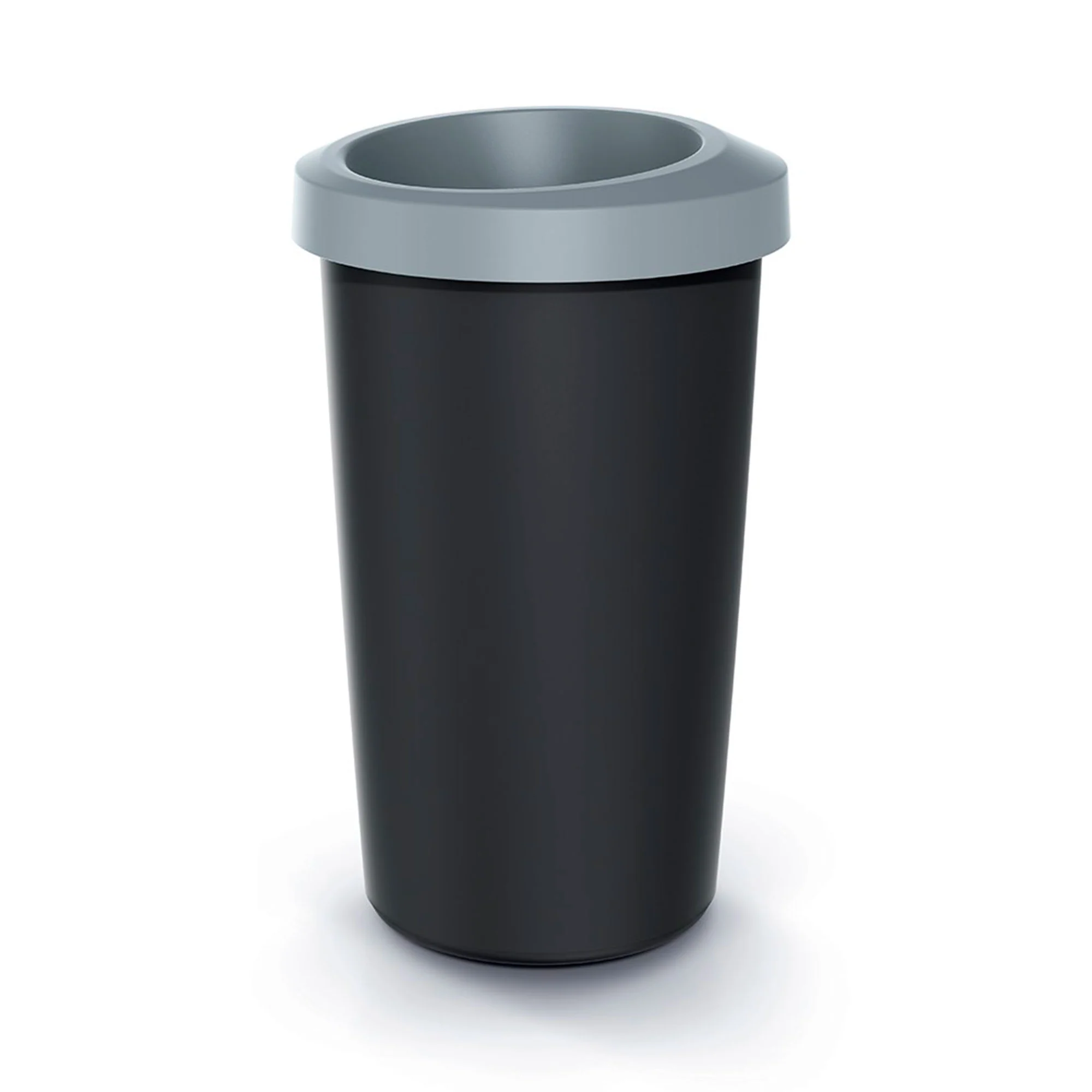 Cubo De Reciclaje 45l Keden En Plástico Con Práctica Tapa Abierta Color Gris.
