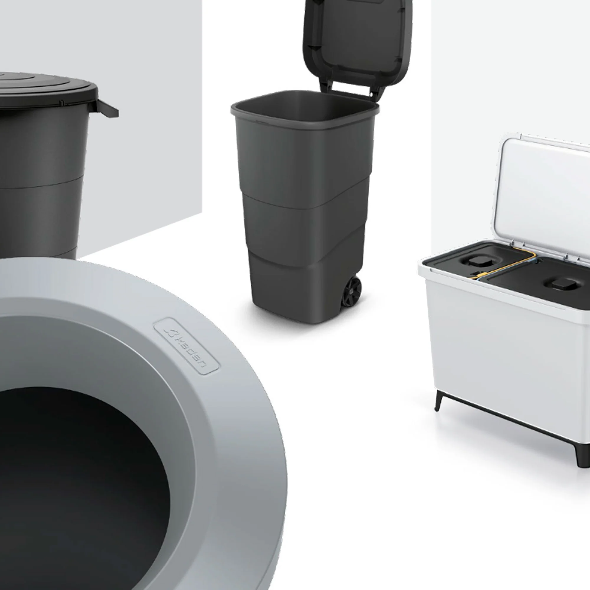Cubo De Reciclaje 45l Keden En Plástico Con Práctica Tapa Abierta Color Gris. - Image 6