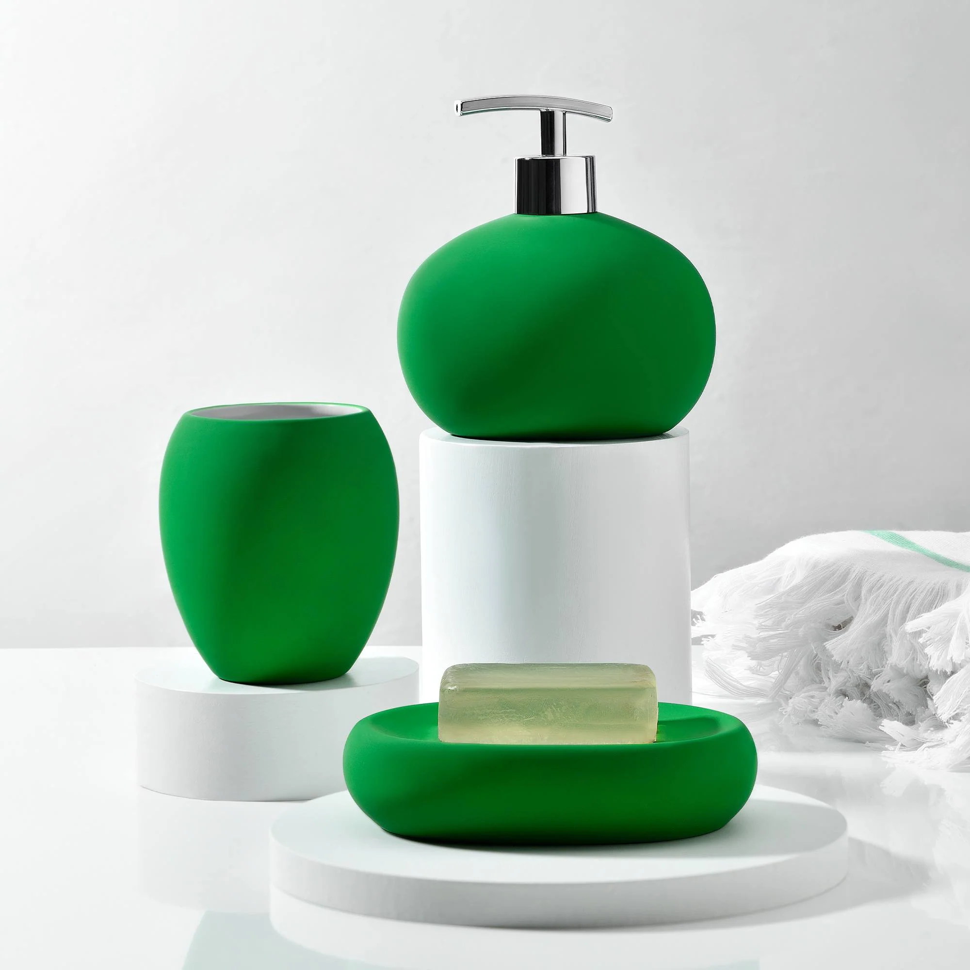 Dispensador De Jabón Baño En Cerámica Verde - Image 3