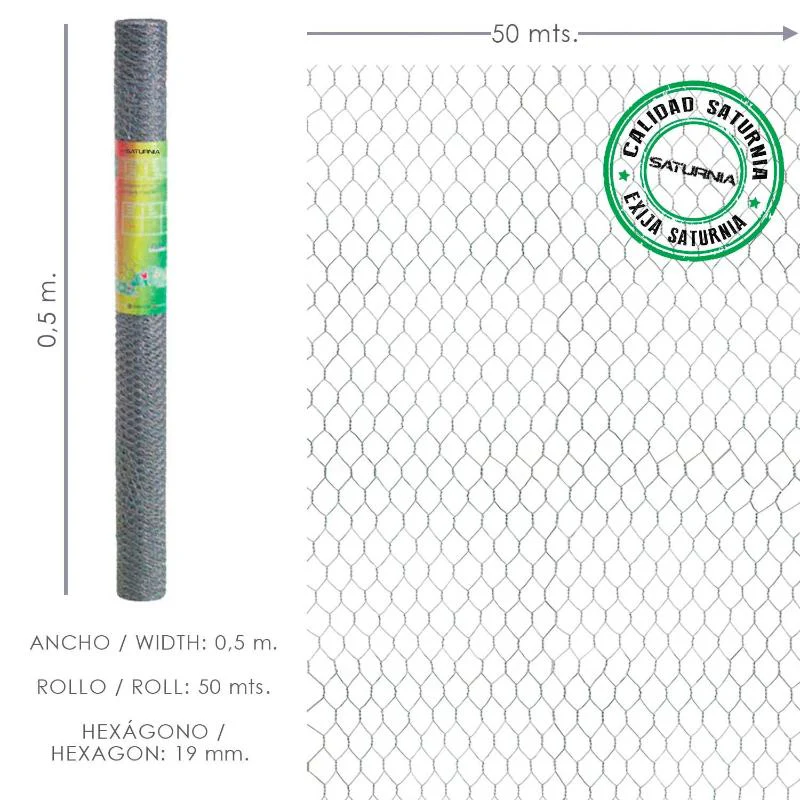 Enrejado Triple Torsion 19/  50 Cm. Rollo 50 Metros Uso Domestico