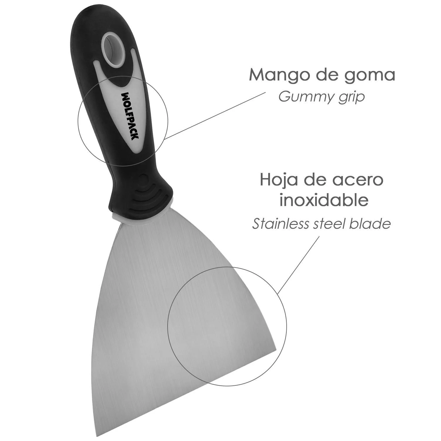 Espatula Acero Inoxidable Ancho 60 Mm. Con Mango De Goma Ergonomico, Espatula Pintor, Espatula Masilla, Paletina, Paleta Rascar - Image 3