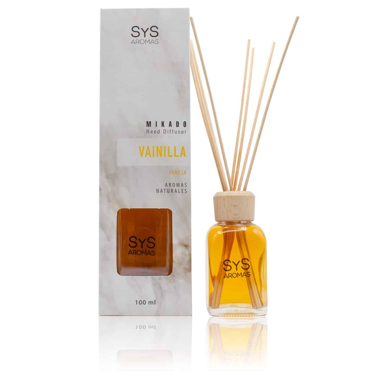 Estuche Ambientador Mikado Vainilla 100 ml | Difusor de Varillas | Fragancia Dulce y Envolvente