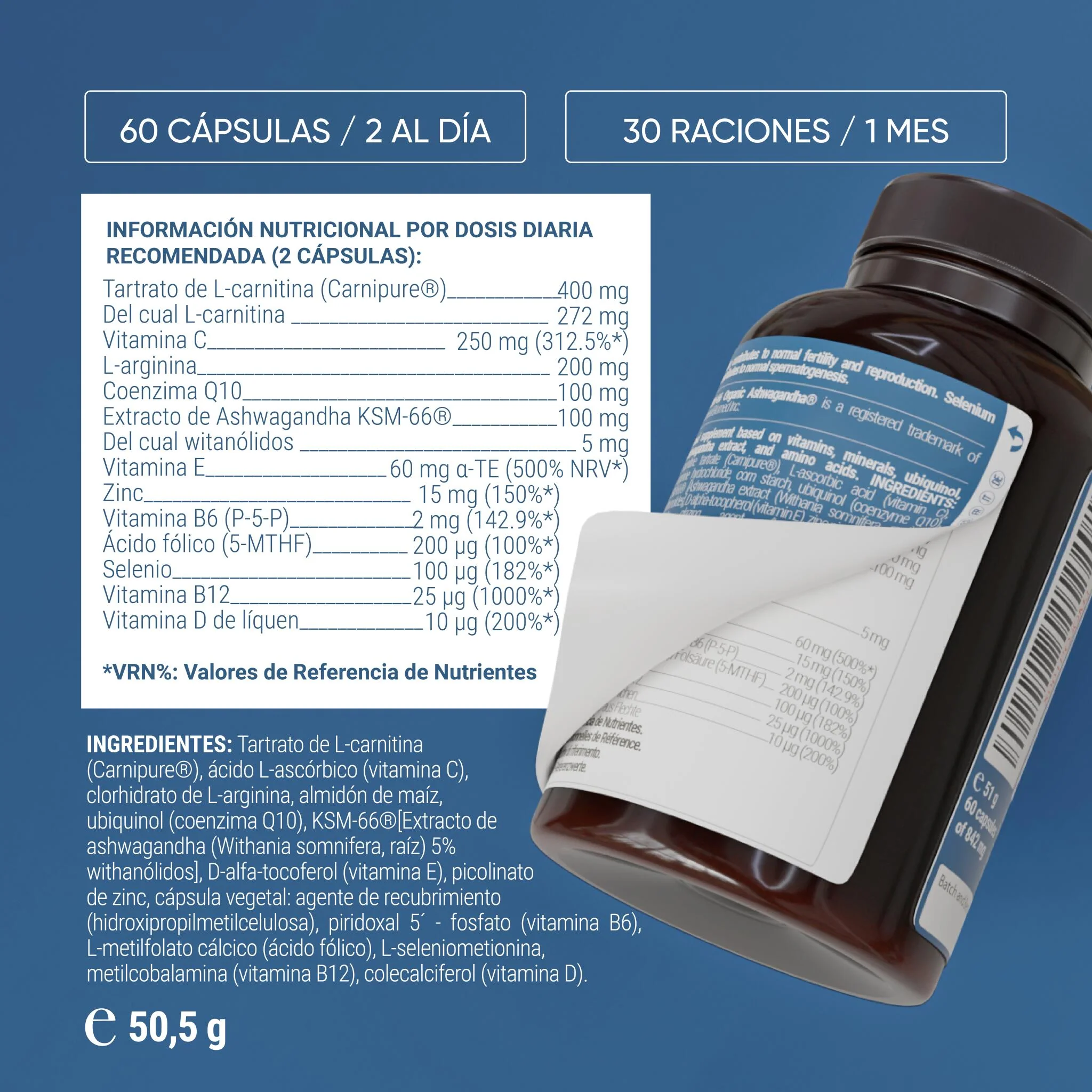 Fertilidad Masculina Con L-carnitina, Coq10 Y L-arginina – Recuento Y Motilidad Espermática (60 Cápsulas) - Image 5
