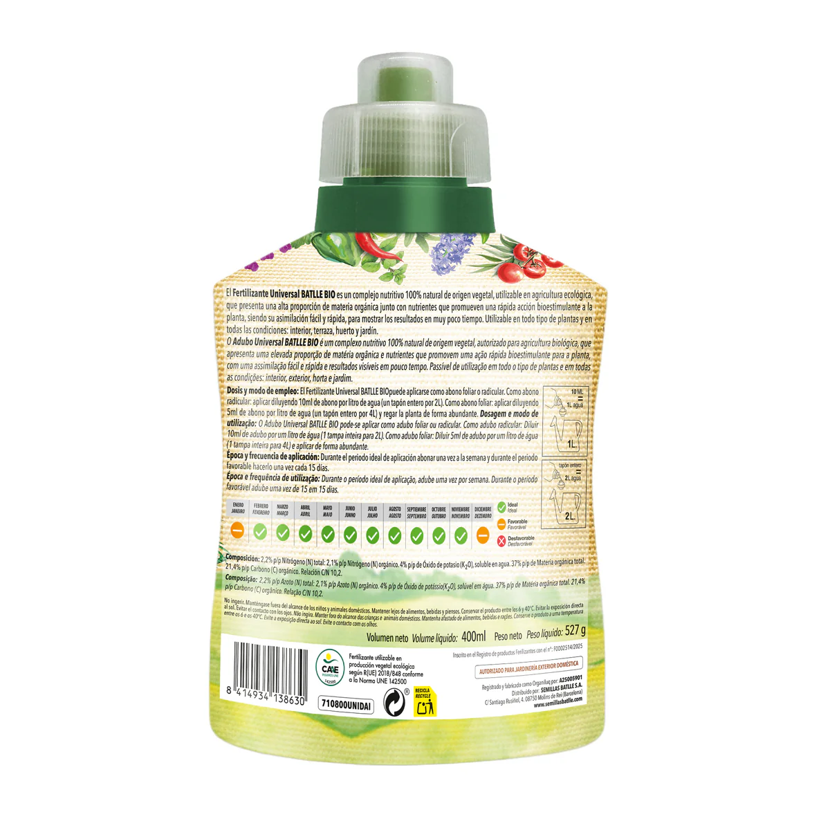 Fertilizante Universal BatlleBio 400 ml ALDEAS INFANTILES - Image 2