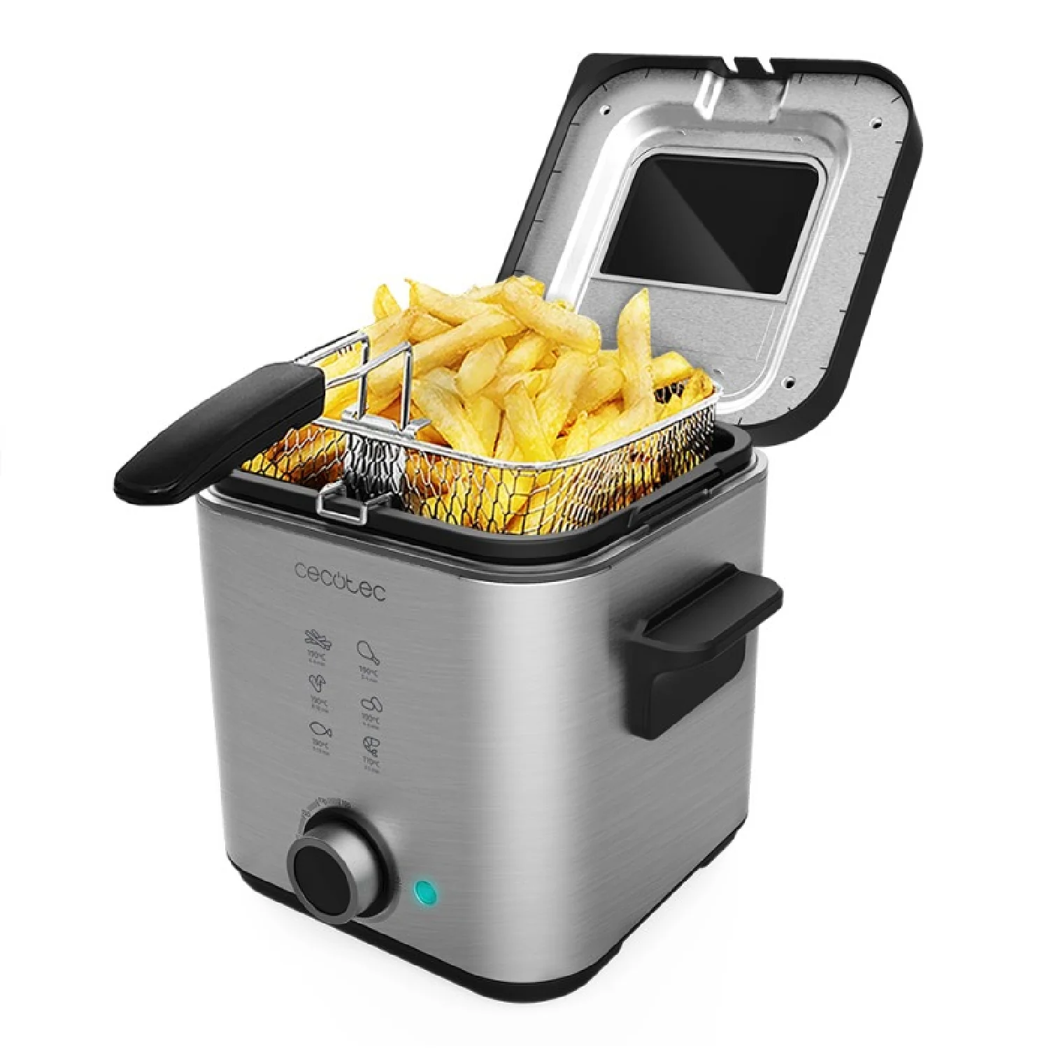 Freidora Eléctrica De Aceite Cleanfry Advance 1500 Inox. 900 W, Capacidad 1,5 L, Acero Inoxidable, Filtro Oilclean, Cubeta Extraible, Tapa Con Venta