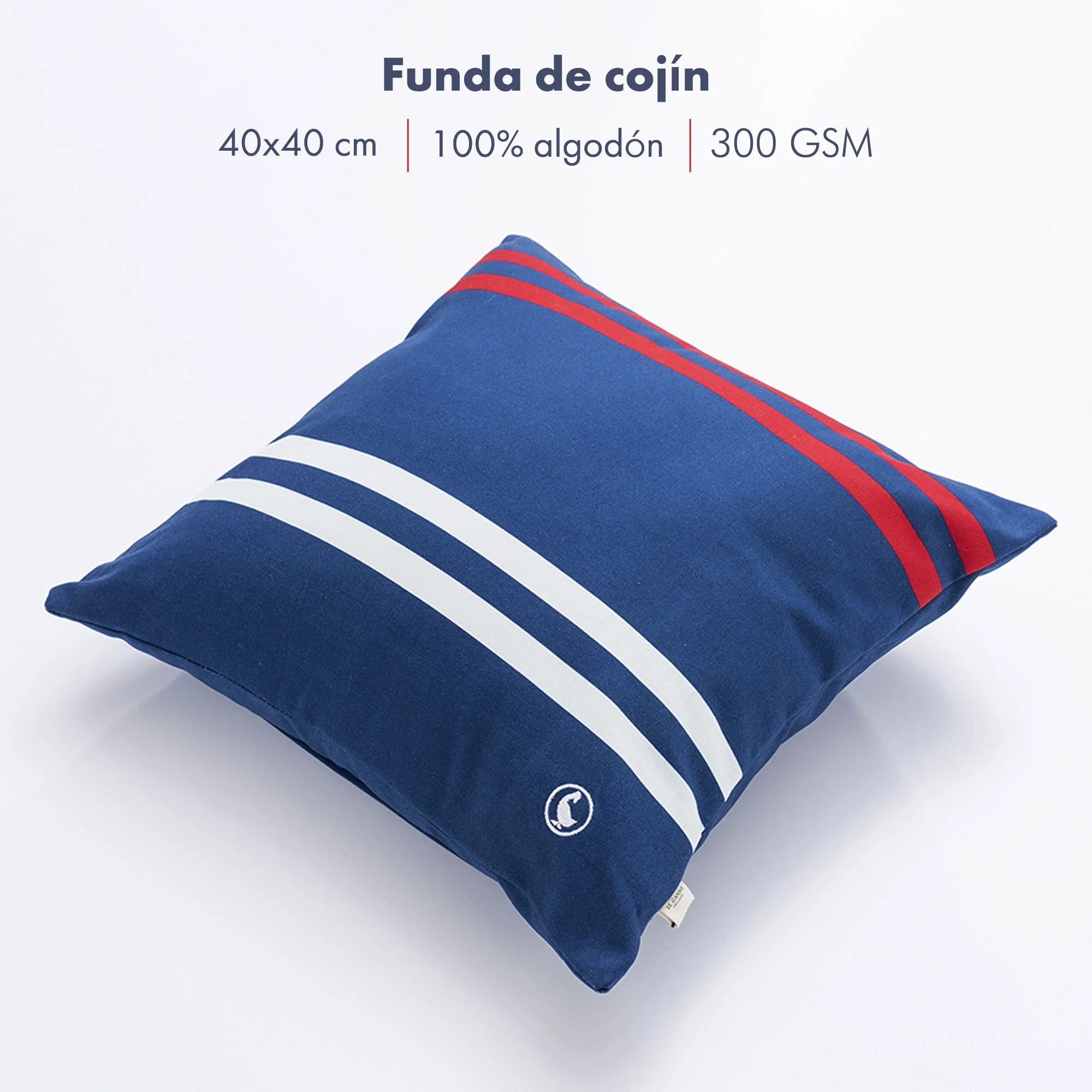 Funda De Cojín 40x40cm 100% Algodón 300gsm Color Azul Marino El Ganso - Image 2