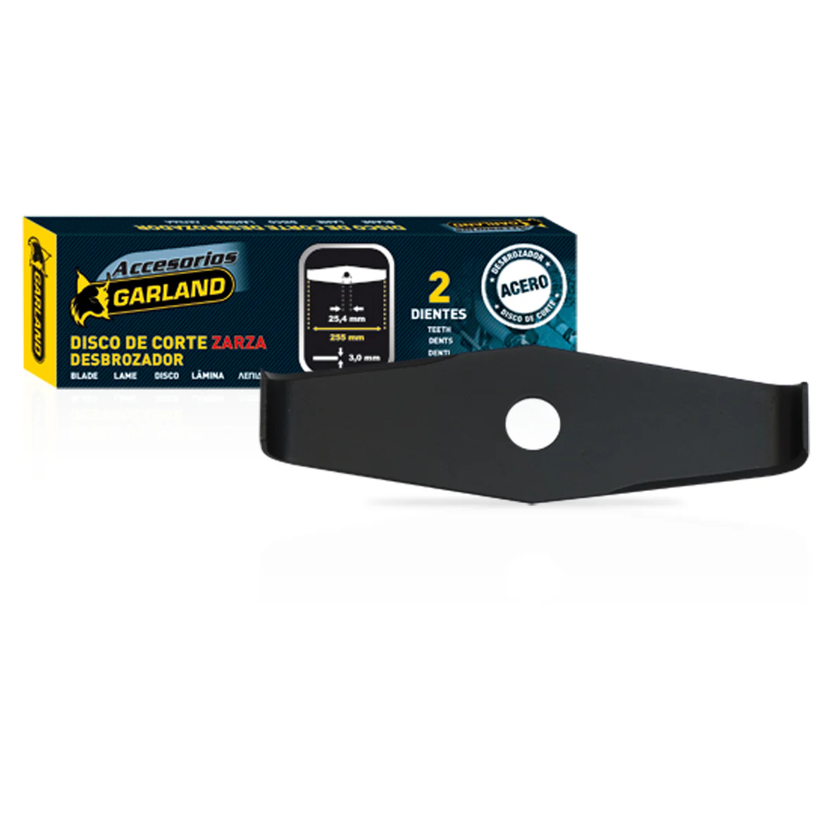Garland - 7100250352 Disco Desbrozar - Cuchilla Para Trabajo De Desbroce Y Triturado De Maleza Y Zarzas D.int:25,4mm, D. Ext: 255mm