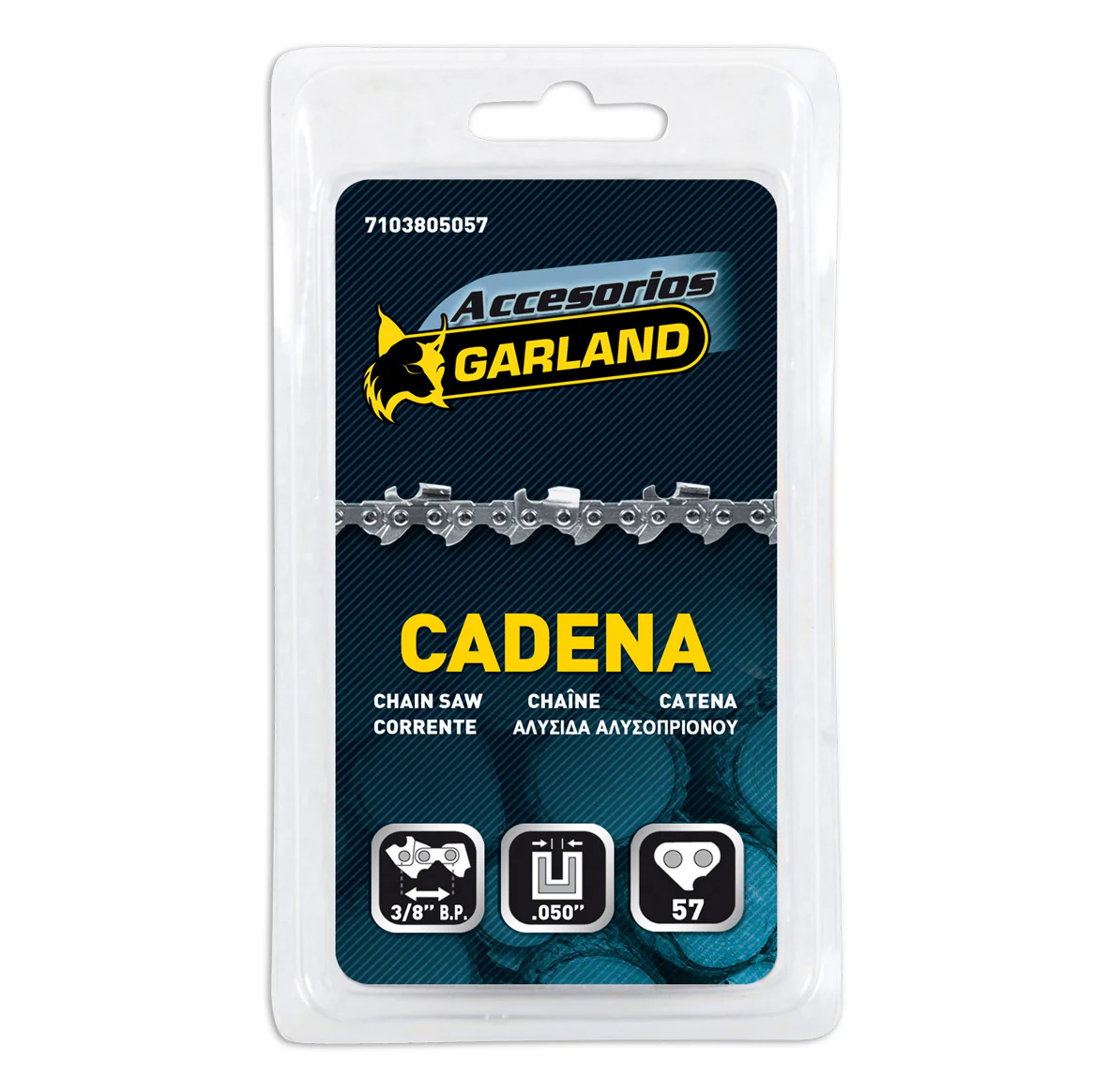 Garland - 7103805057 Accesorio Para Motosierras - Cadena Cortada De 57 Eslabones Con Paso De 3/8 Bajo Perfil Y Espesor De 0.050 (1,3 Mm.)