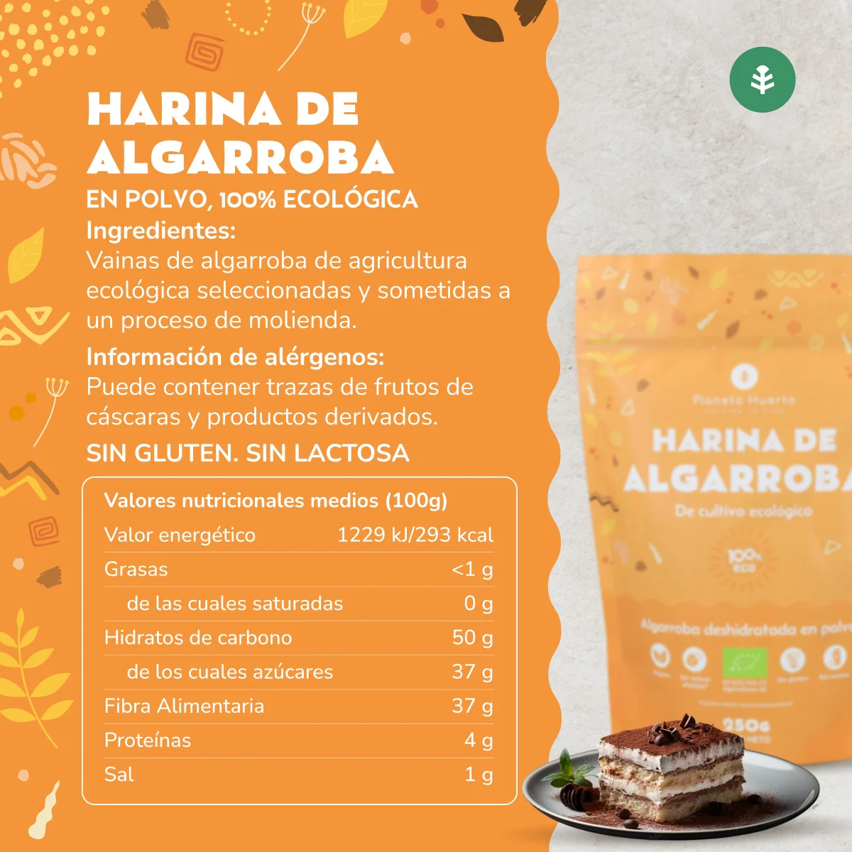 Harina de Algarroba ECO, Planeta Huerto, 250 g - Image 4