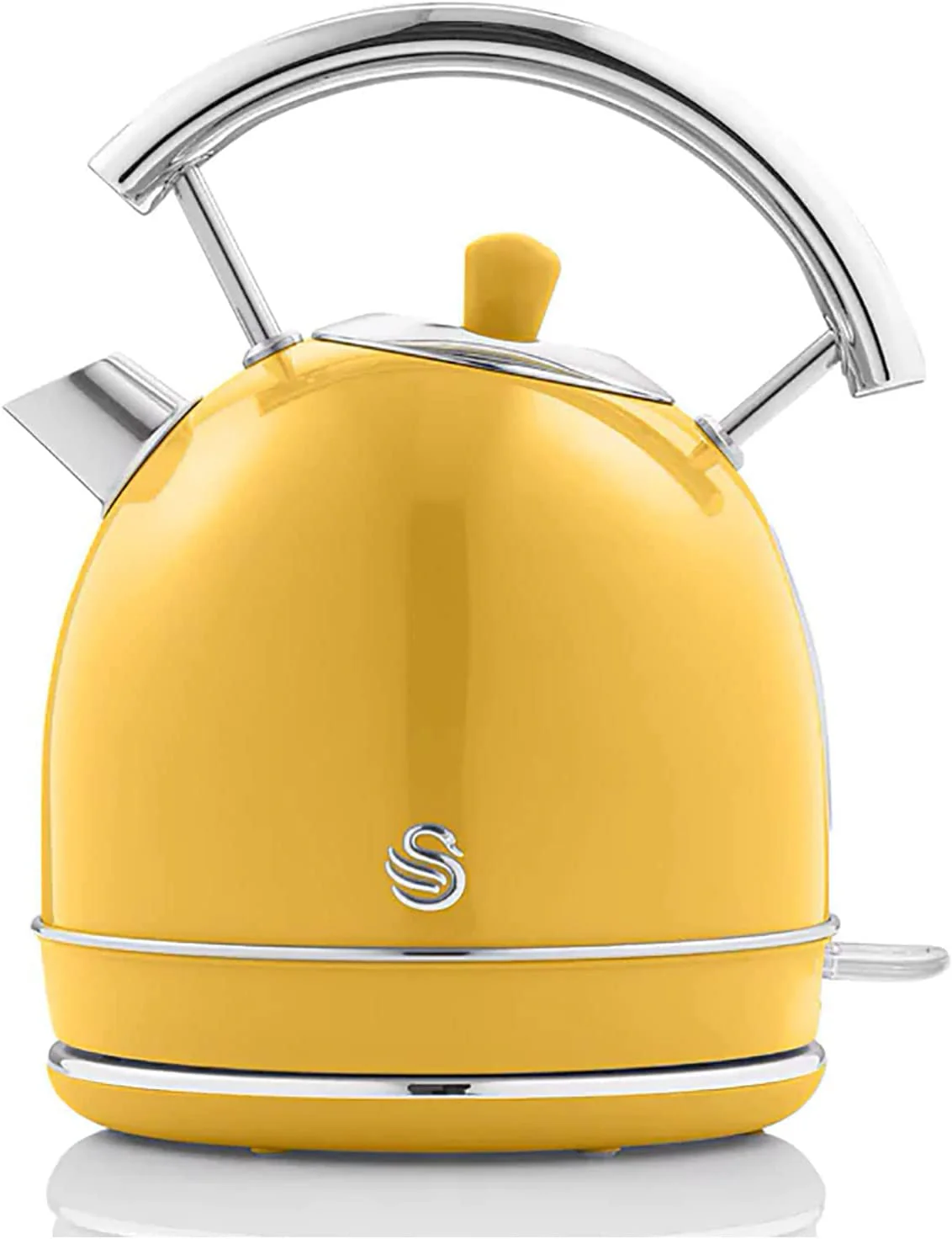 Hervidor Agua Eléctrico Retro , 1,8 L, Resistencia Oculta Acero Inoxidable, Sin Bpa, Inalámbrico Swan Sk14630yelneu Amarillo