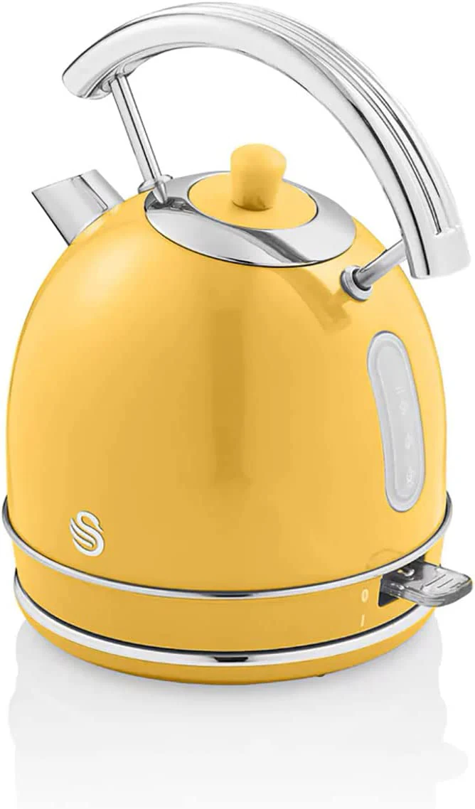 Hervidor Agua Eléctrico Retro , 1,8 L, Resistencia Oculta Acero Inoxidable, Sin Bpa, Inalámbrico Swan Sk14630yelneu Amarillo - Image 5