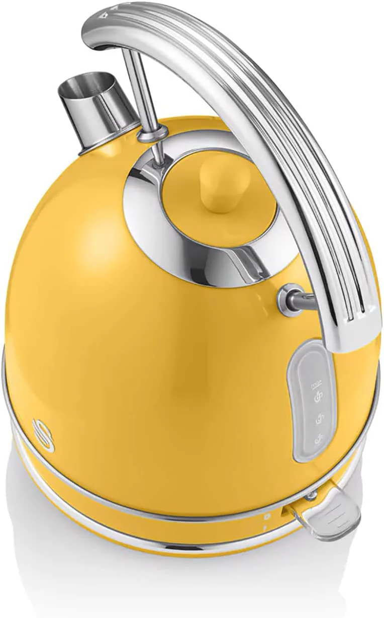 Hervidor Agua Eléctrico Retro , 1,8 L, Resistencia Oculta Acero Inoxidable, Sin Bpa, Inalámbrico Swan Sk14630yelneu Amarillo - Image 6