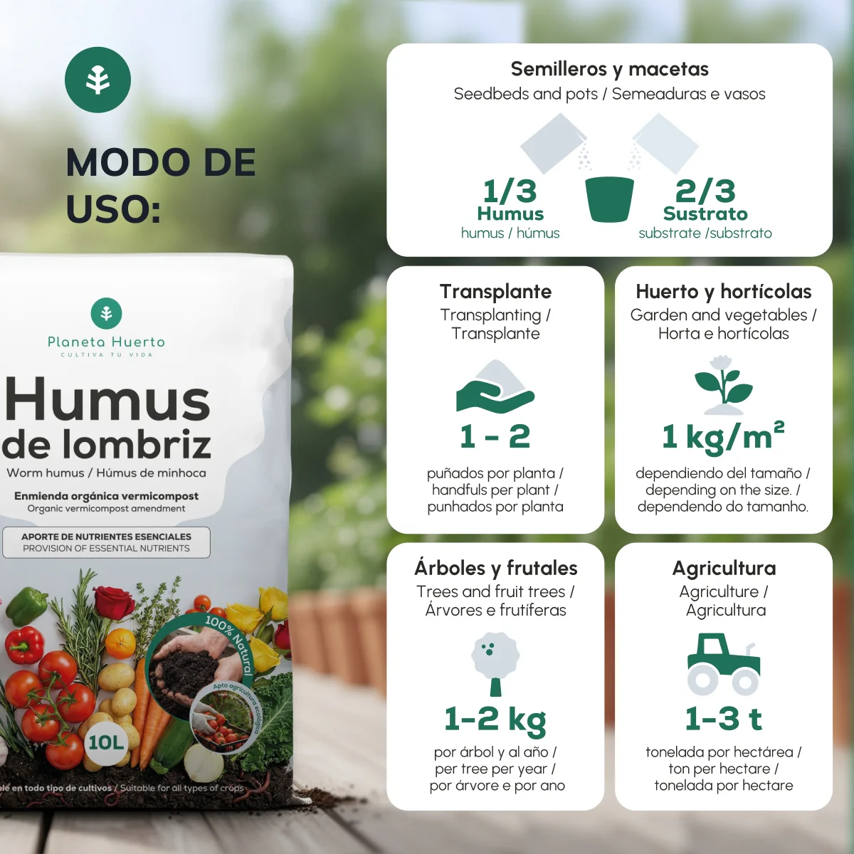 Humus de Lombriz 100% Natural Planeta Huerto 10 L - Image 4