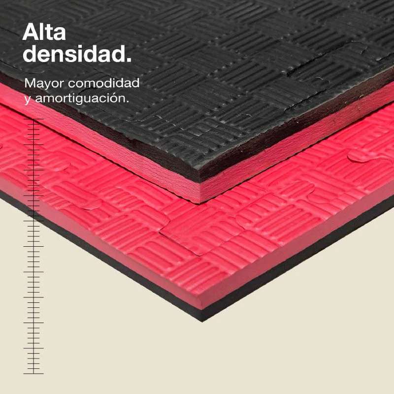 Jowy Tatami Puzzle 2cm 100x100cm, Pack 4 Unidades – Superficie 5 Líneas Negro/rojo - Image 2