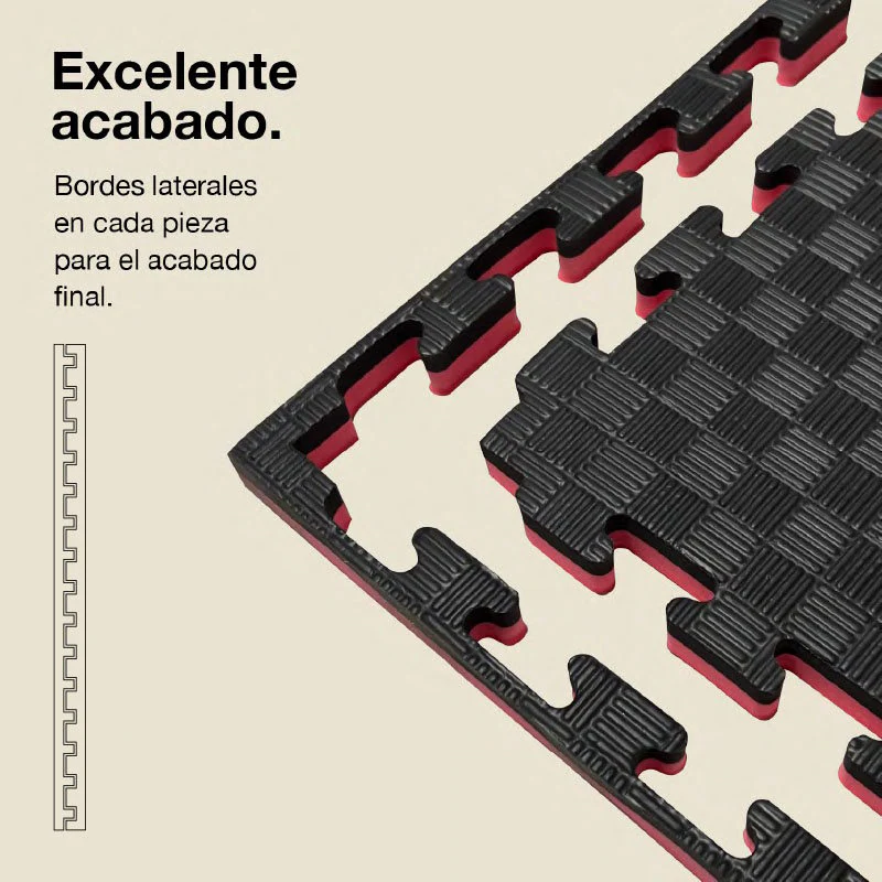 Jowy Tatami Puzzle 2cm 100x100cm, Pack 4 Unidades – Superficie 5 Líneas Negro/rojo - Image 3