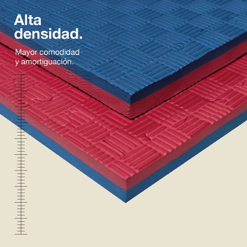 Jowy Tatami Puzzle 2cm 100x100cm, Pack 4 Unidades – Superficie 5 Líneas Rojo/azul - Image 2