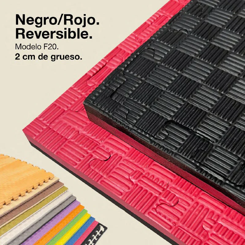 Jowy Tatami Puzzle 2cm 100x100cm – Superficie 5 Líneas Negro/rojo