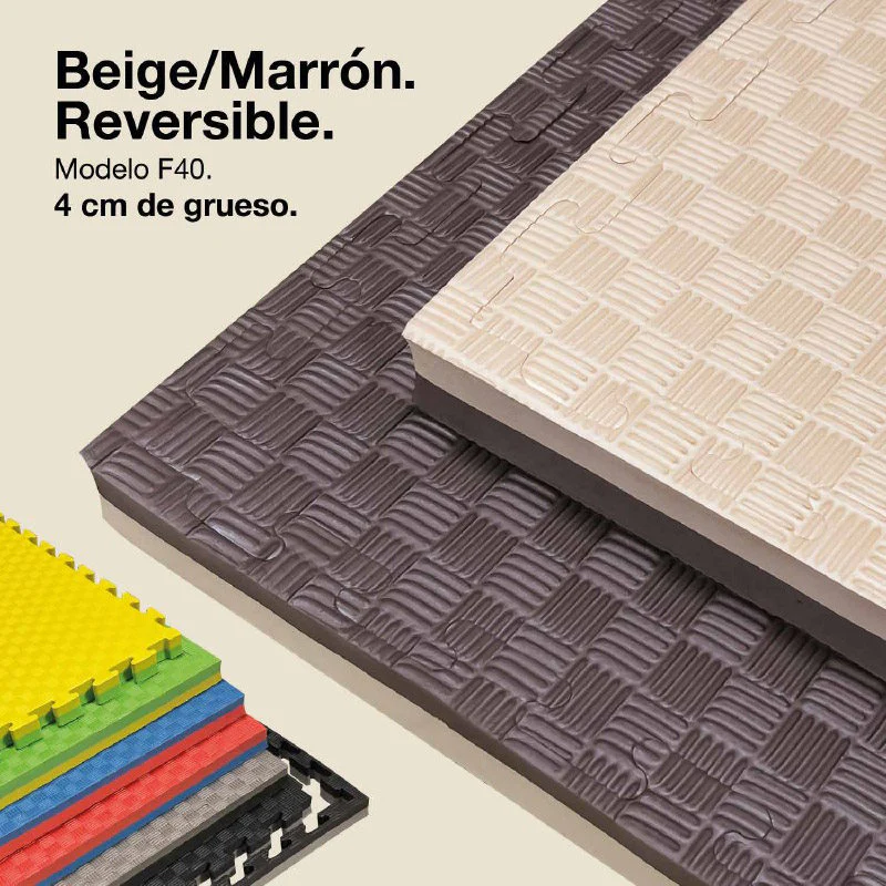 Jowy Tatami Puzzle 4cm 100x100cm – Superficie 5 Líneas Marrón/beige