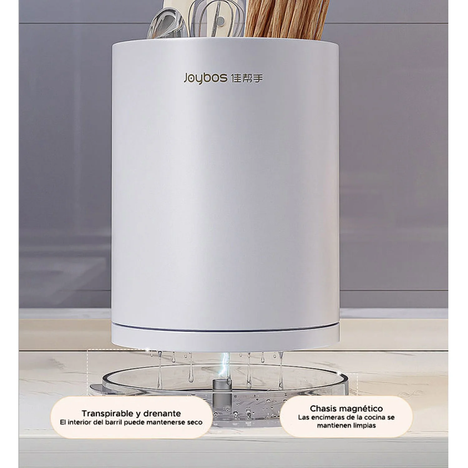 Joybos - Organizador De Cuchillos Redondo Con Ranura Universal Para Cocina Blanco - Image 4