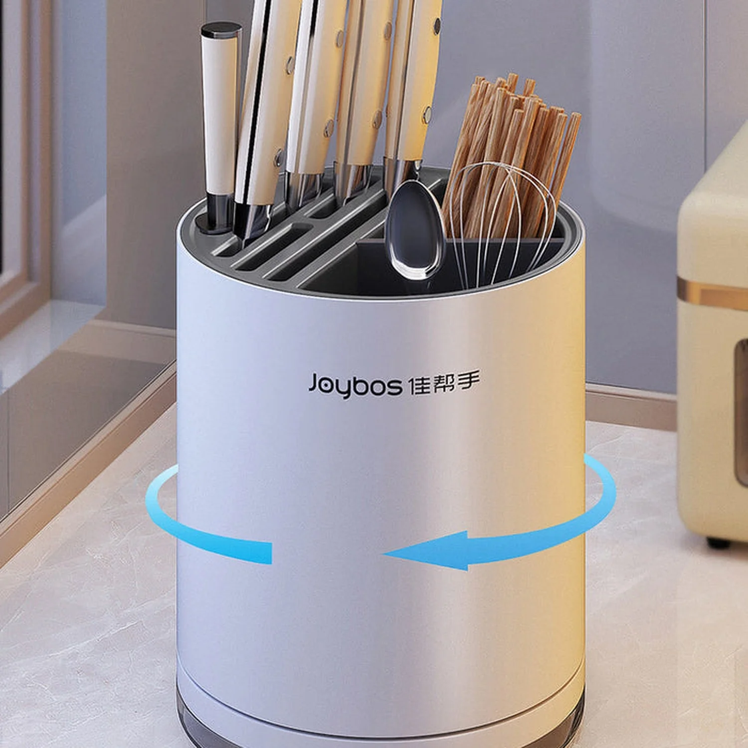 Joybos - Organizador De Cuchillos Redondo Con Ranura Universal Para Cocina Blanco - Image 6
