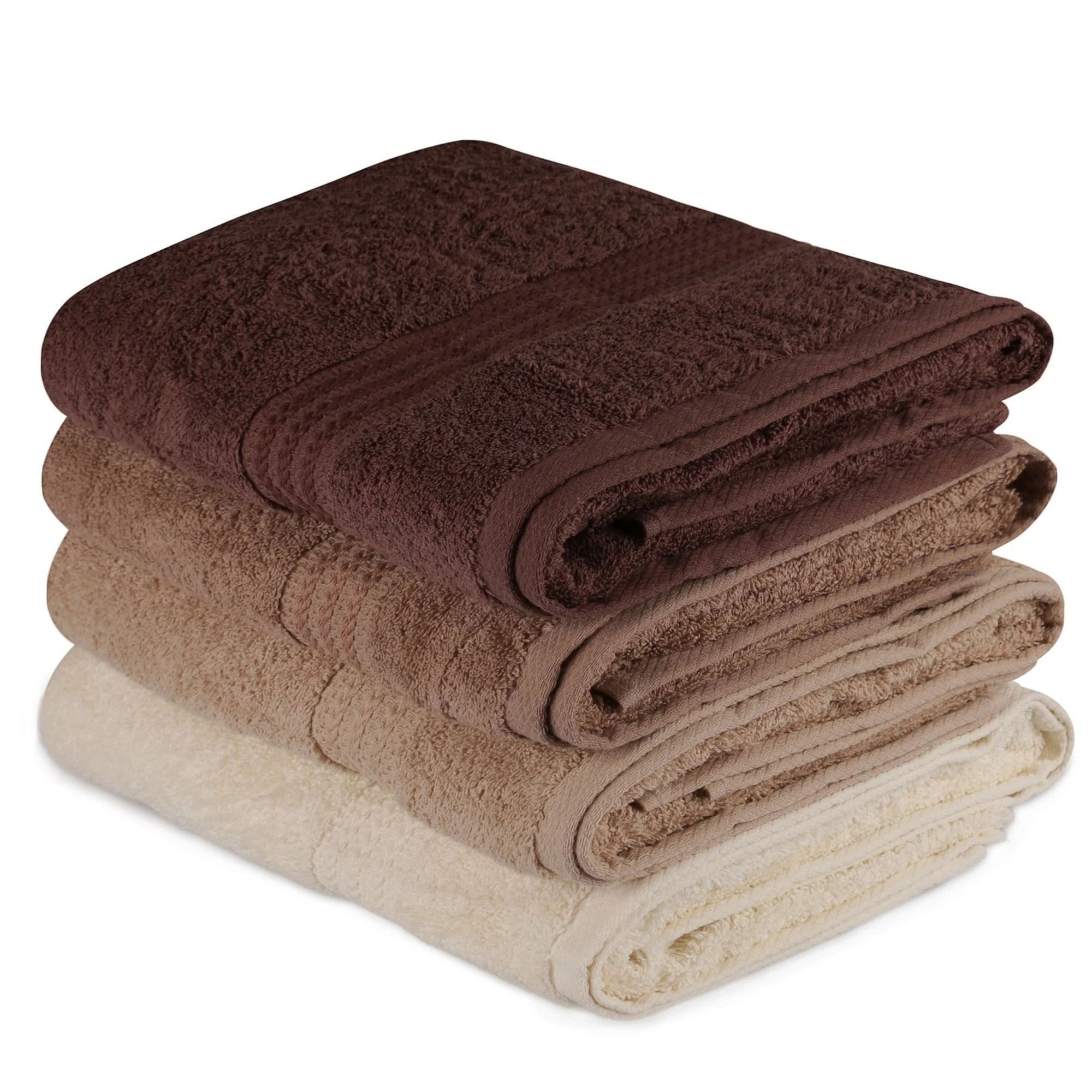 Juego De Toallas De Baño (4 Piezas) Crema, Beige Y Marrón