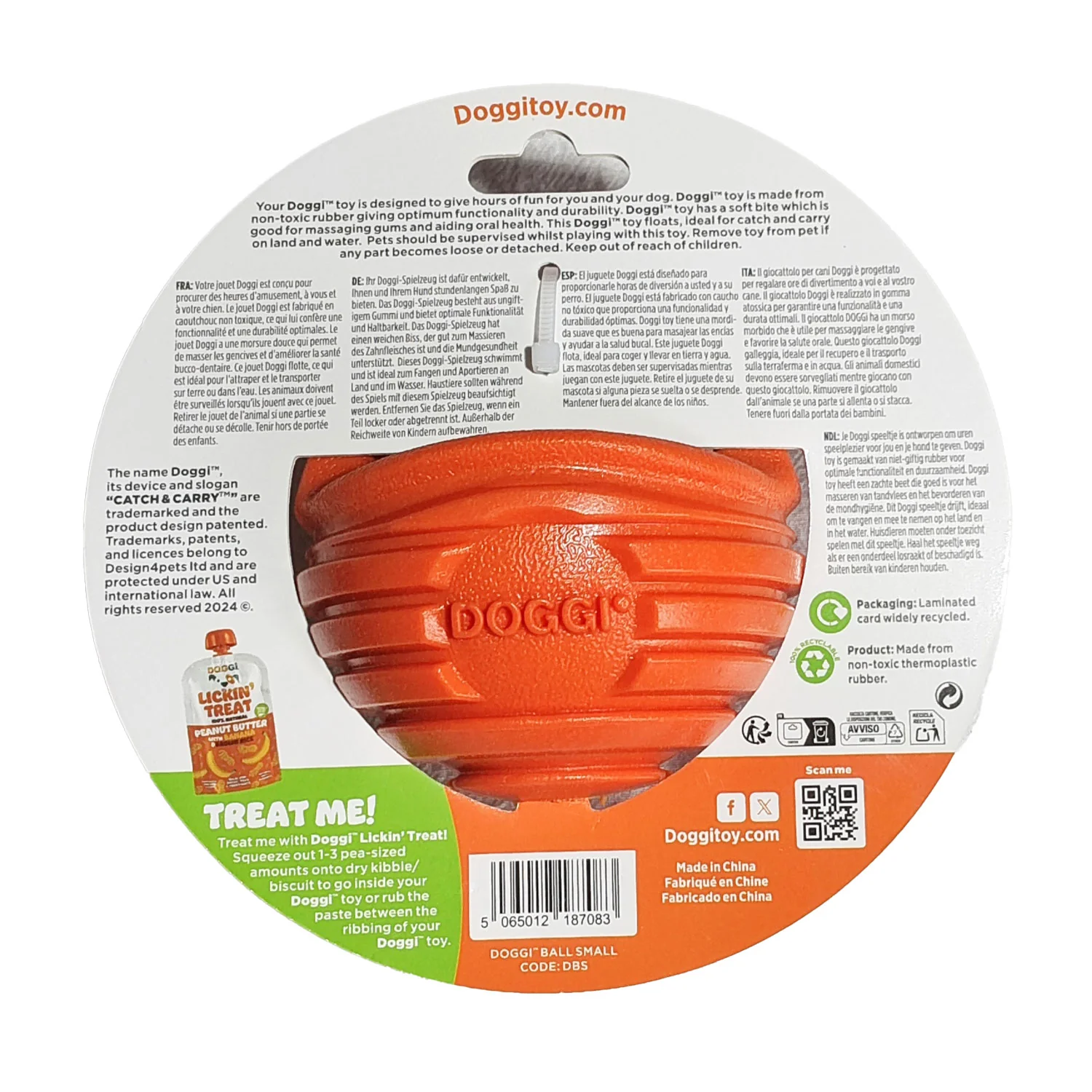 Juguete Para Perro Pelota Con Asa Doggi Ball Talla S 16x16x9 Cm - Image 2