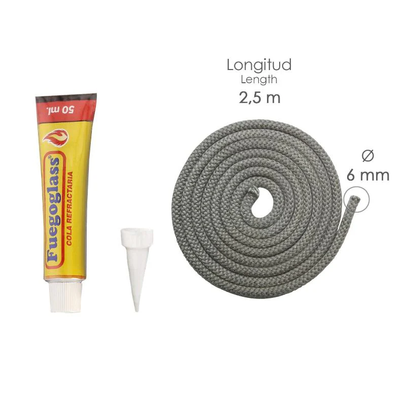 Kit Reparacion Estufas/chimeneas, Cola Refractaria Y Cordon Fibra Vidrio 6 Mm. X 2,5 M. - Image 2