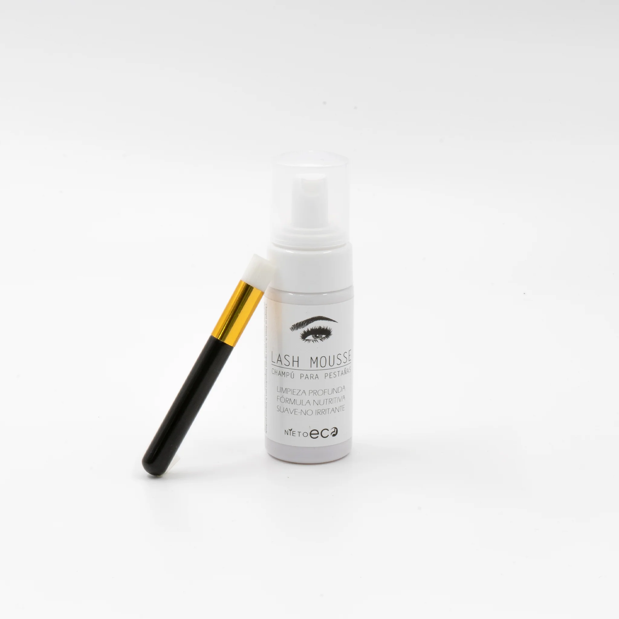 Lash Mousse Champú Pestañas 60ml Con Cepillo Aplicador Nieto Eco