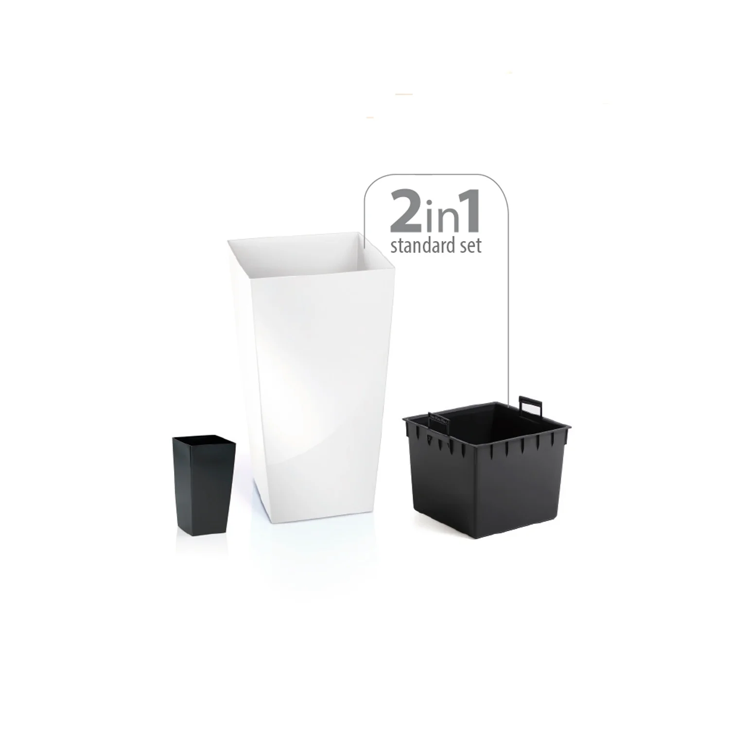 Maceta Alta 19 L Prosperplast Urbi Square De Plástico Con Depósito En Color Blanco, 45 (alto) X 24 (ancho) X 24 (profundo) Cms - Image 2