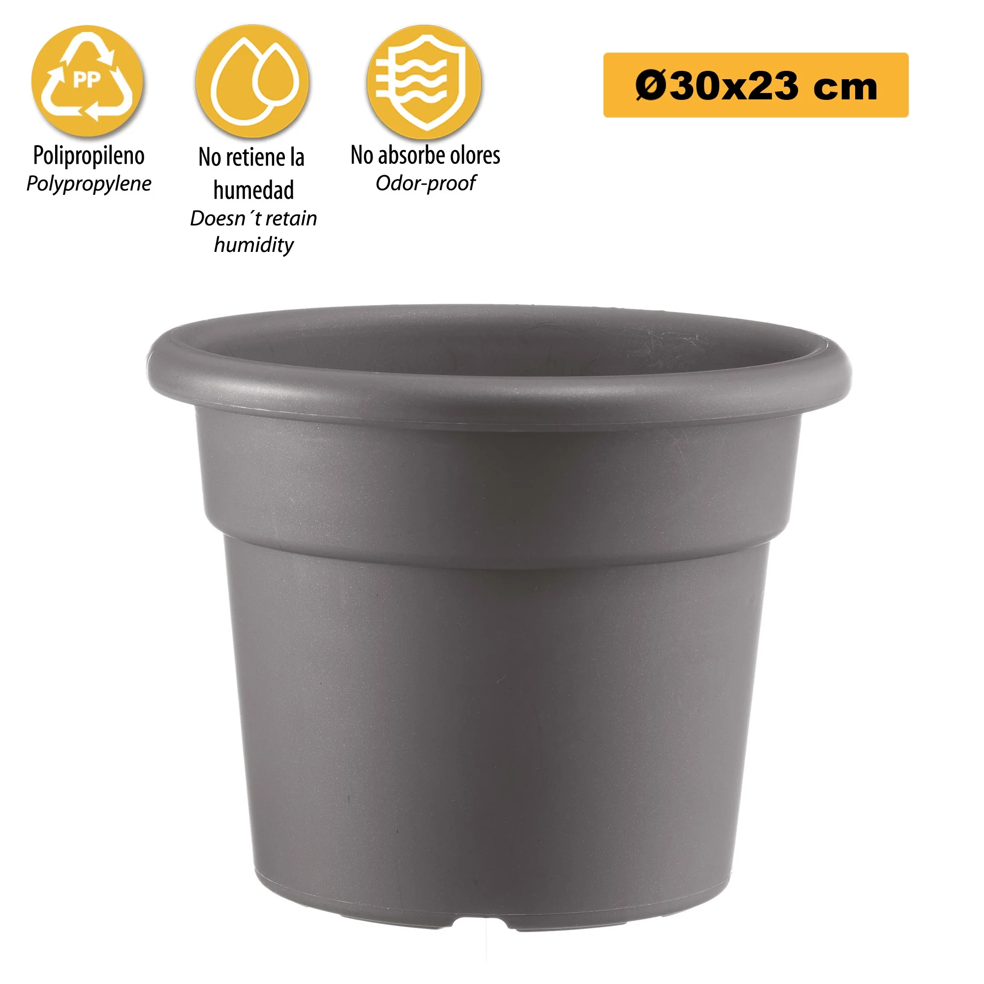 Maceta Cilíndrica Ø Cm 30 Gris - Image 3