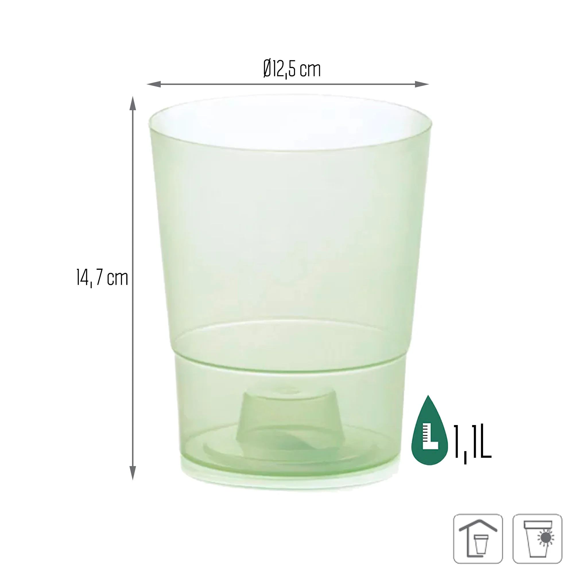 Maceta Coubi Orchid 1,1l., Dimensiones (mm) 125x125x147, Color Verde Transparente - Image 3