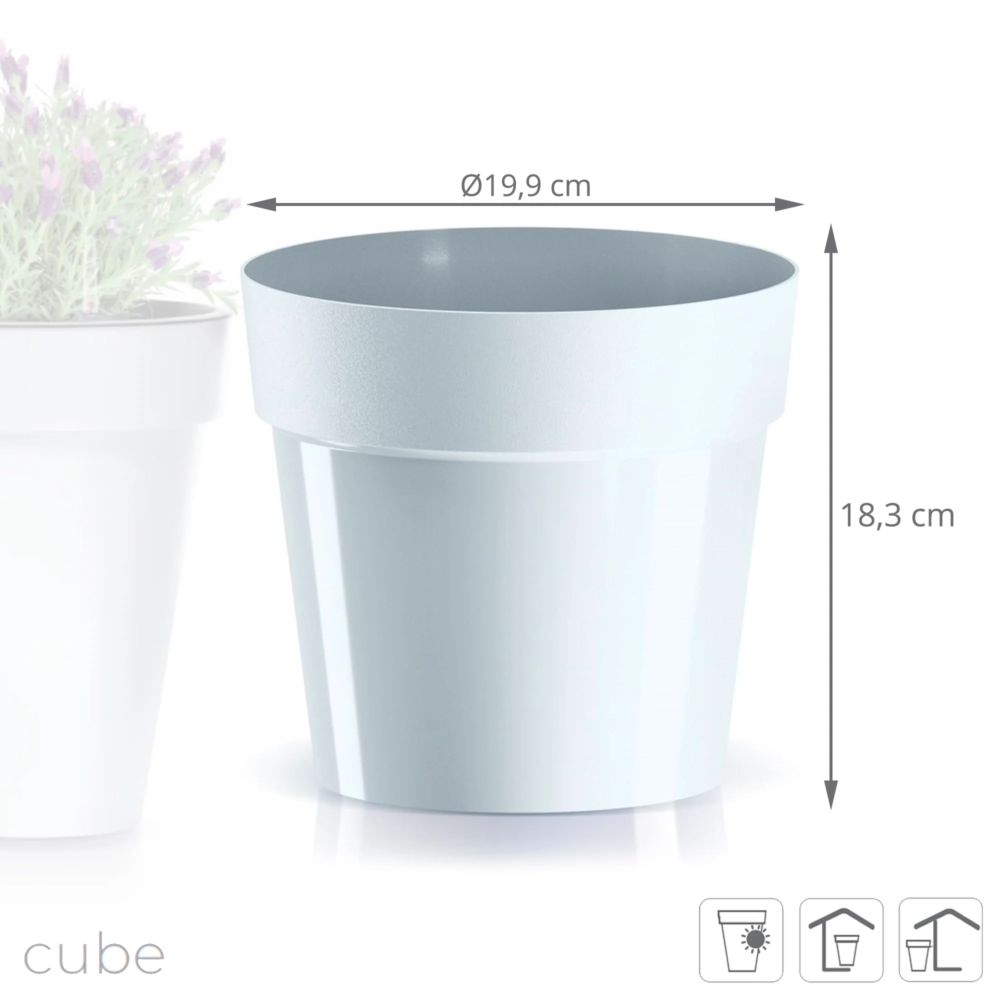 Maceta Cube Basic , Dimensiones (mm) 199x199x183, Color Blanco - Image 3