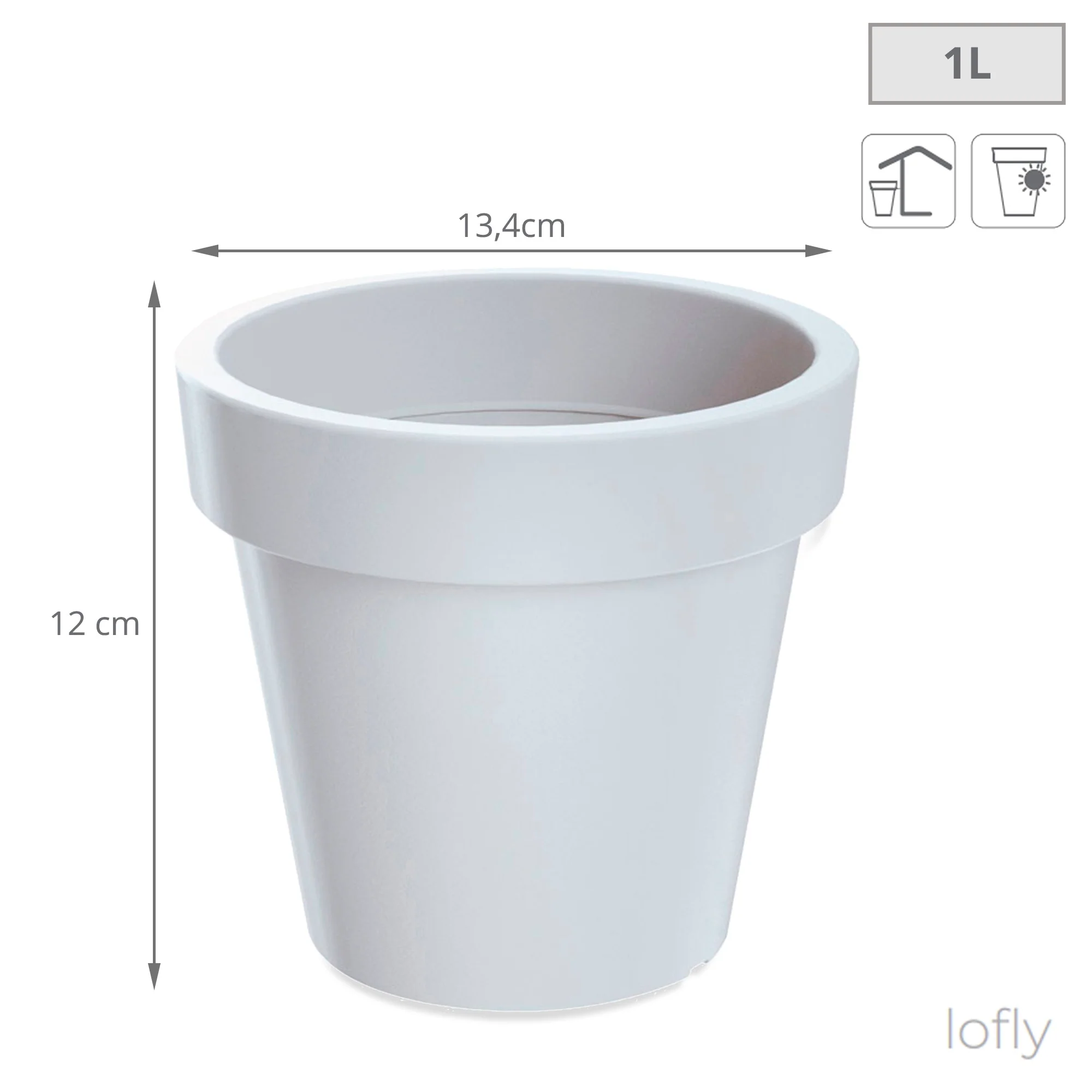 Maceta De Plastico Lofly En Color Blanco 13,4 (largo) X 13,4 (ancho) X 12 (alto) Cm - Image 2