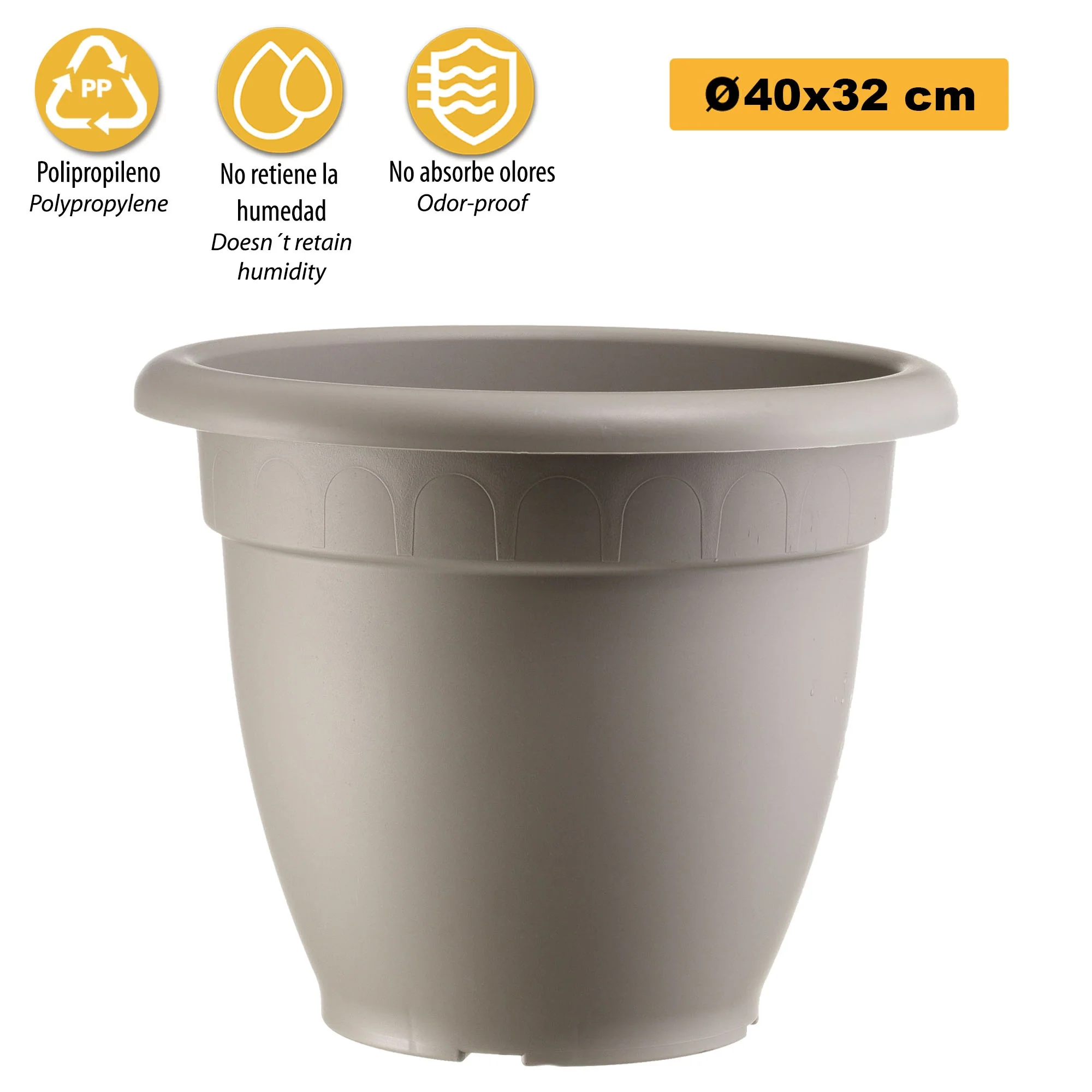 Maceta En Forma De Campana Ø Cm 40 Gris - Image 3