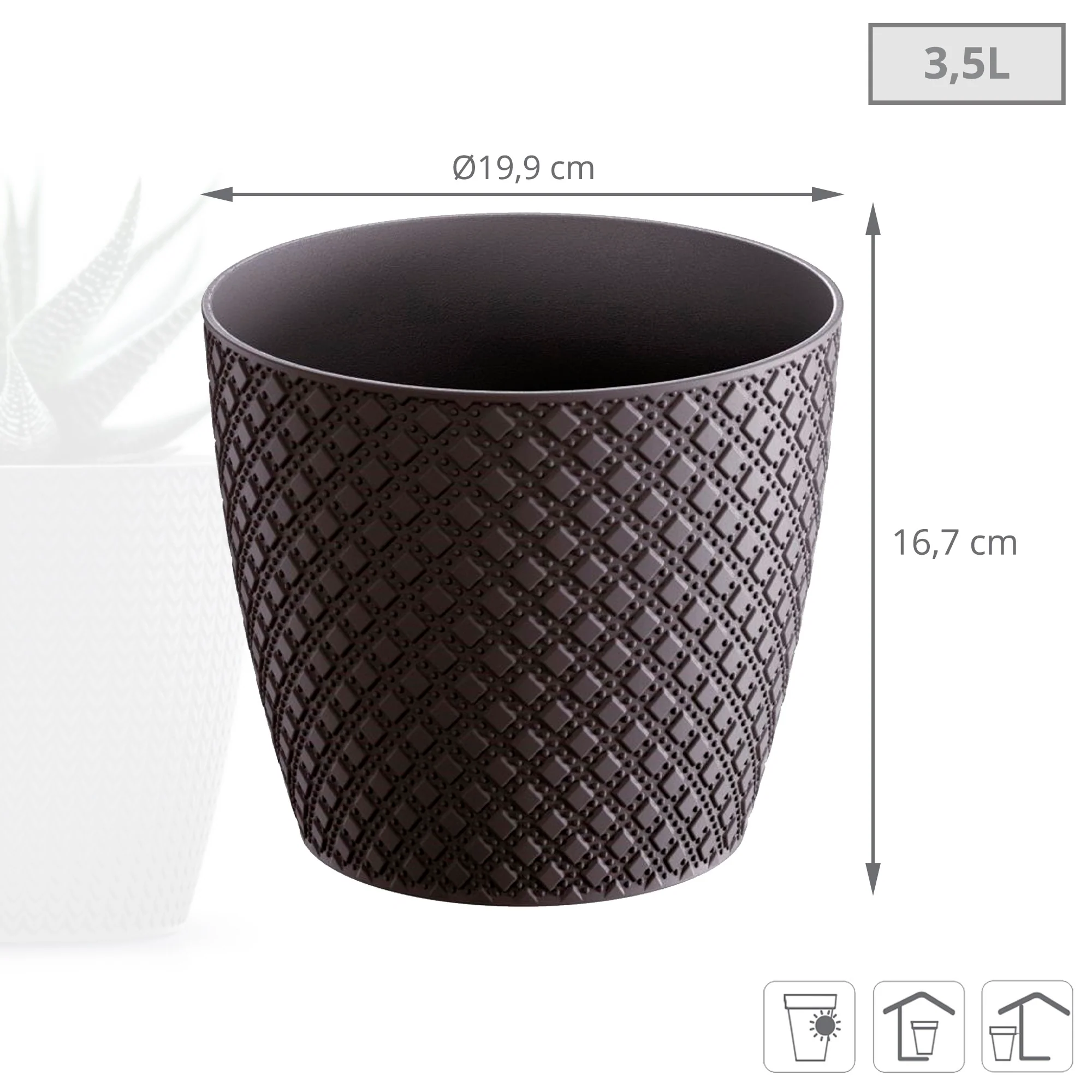 Maceta Orient 3,5l., Dimensiones (mm) 189x189x167, Color Antracita - Image 3