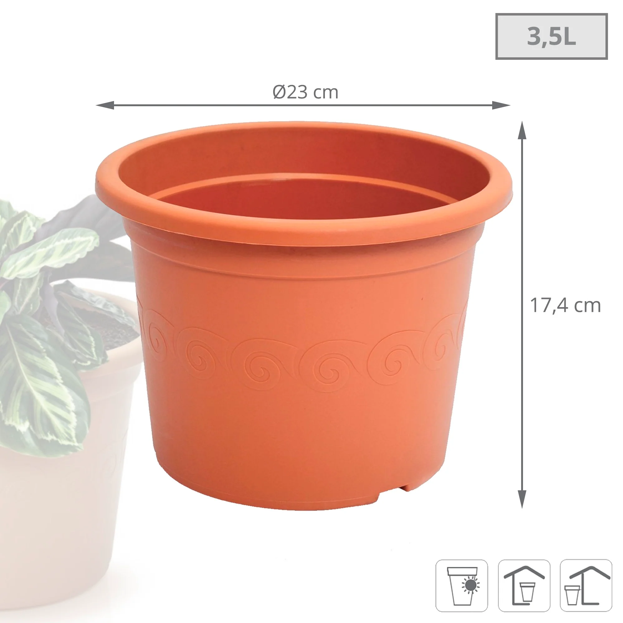 Maceta Plastica 3,5l., Dimensiones (mm) 230x230x174, Color Terracota - Image 3
