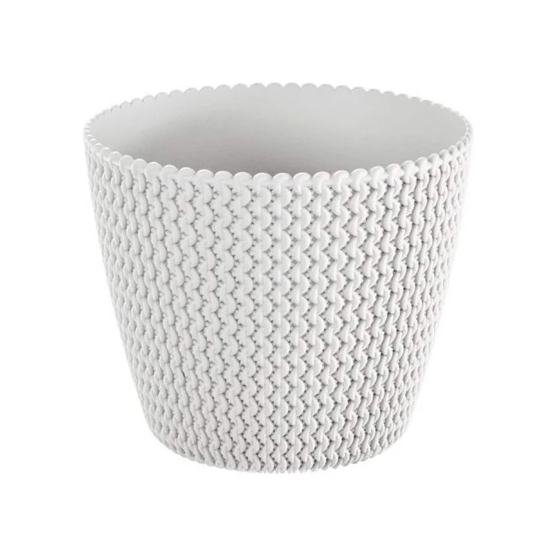 Maceta Redonda 8l Prosperplast Splofy De Plastico En Color Blanco, Ø25,9 X 22 Cm