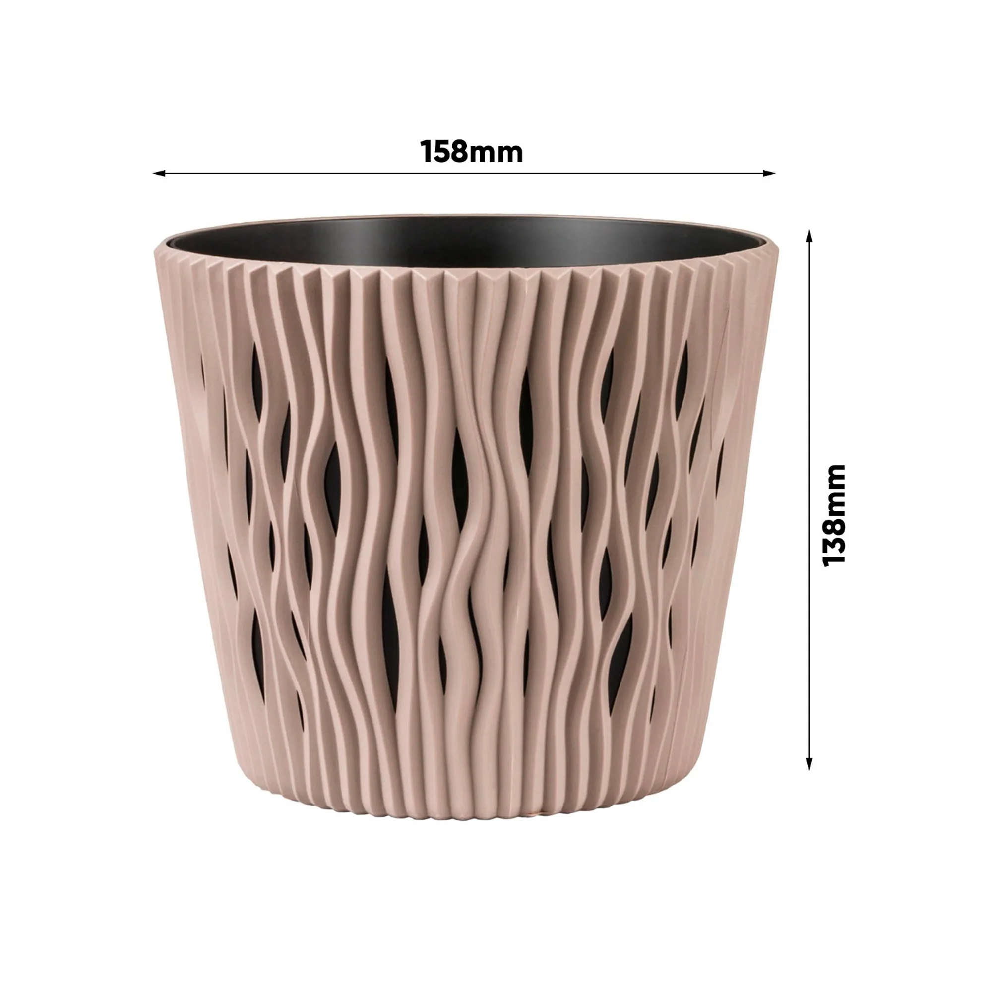 Maceta Redonda De Plastico Sandy Round En Color Gris 15,8 (largo) X 15,8 (ancho) X 13,8 (alto) Cm - Image 2