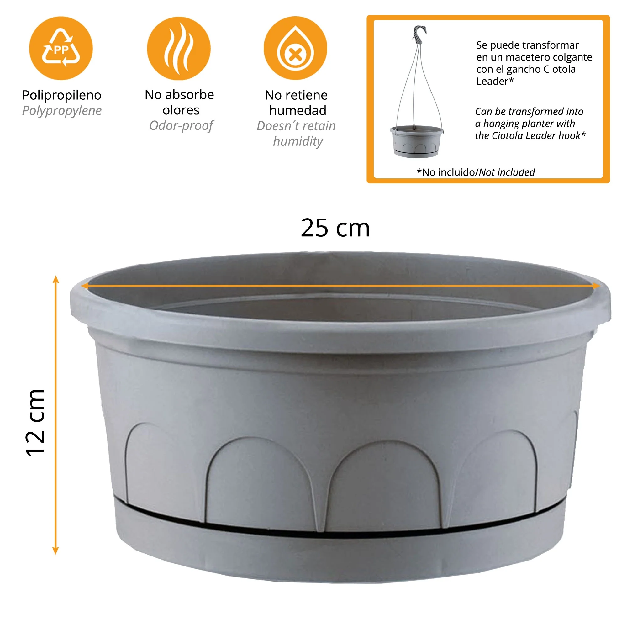 Maceta Tipo Cuenco Ø Cm 25 Con Platillo - Image 3