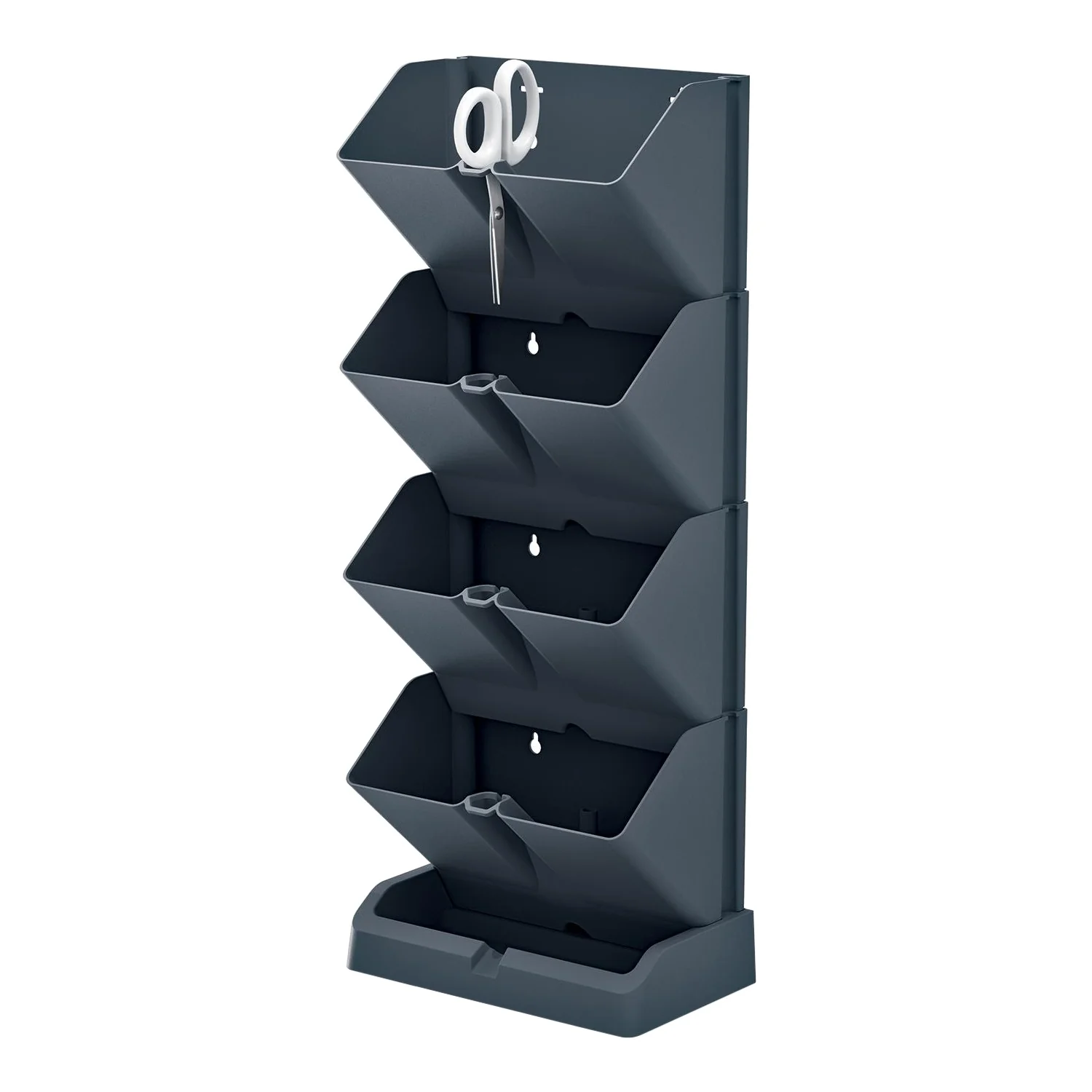 Macetero Vertical Prosperplast Mini Cascade De Plastico En Color Antracita 19,5 (largo) X 11,4 (ancho) X 47,5 (alto) Cm Con Tijeras De Jardin