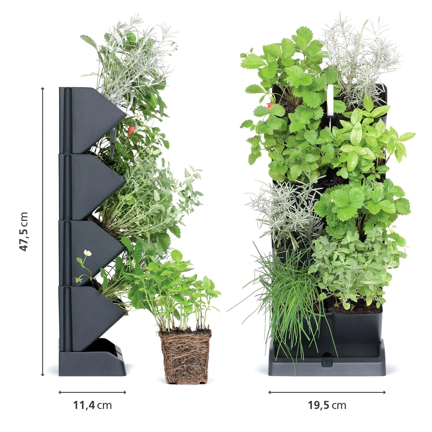 Macetero Vertical Prosperplast Mini Cascade De Plastico En Color Antracita 19,5 (largo) X 11,4 (ancho) X 47,5 (alto) Cm Con Tijeras De Jardin - Image 2