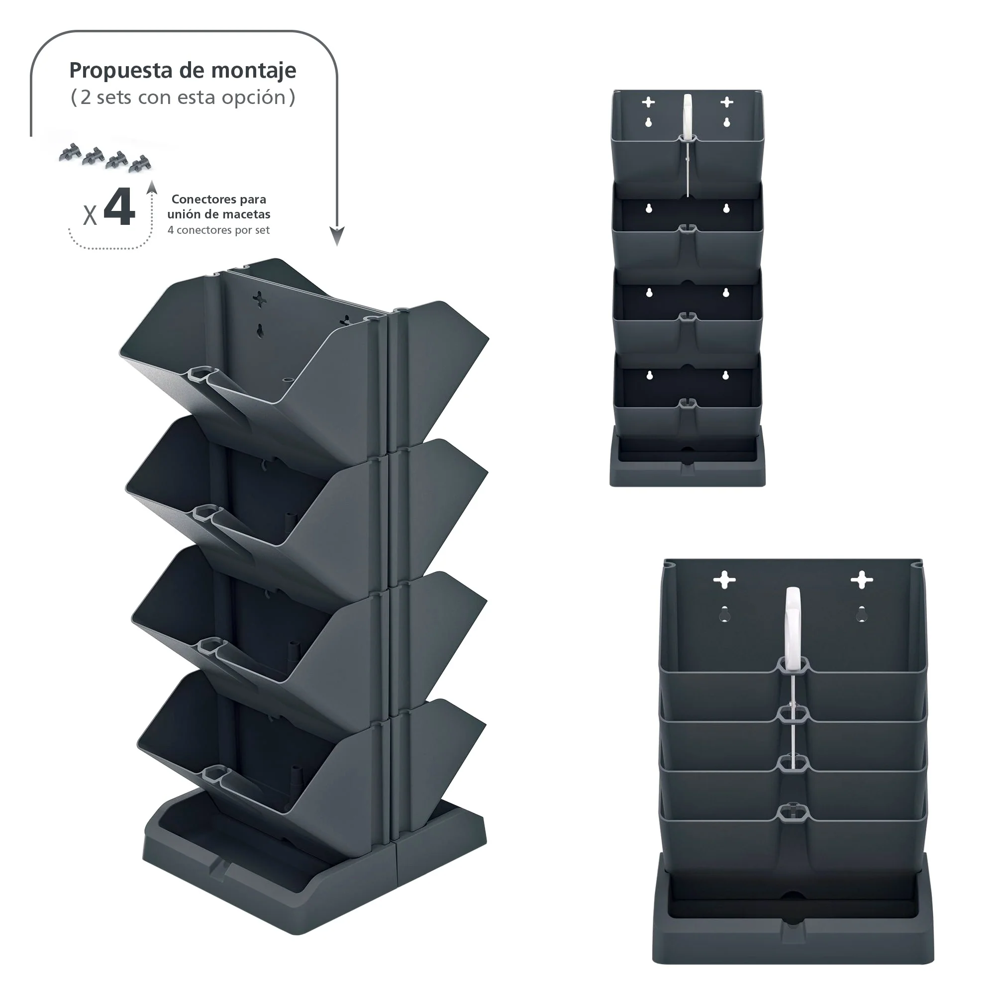 Macetero Vertical Prosperplast Mini Cascade De Plastico En Color Antracita 19,5 (largo) X 11,4 (ancho) X 47,5 (alto) Cm Con Tijeras De Jardin - Image 4