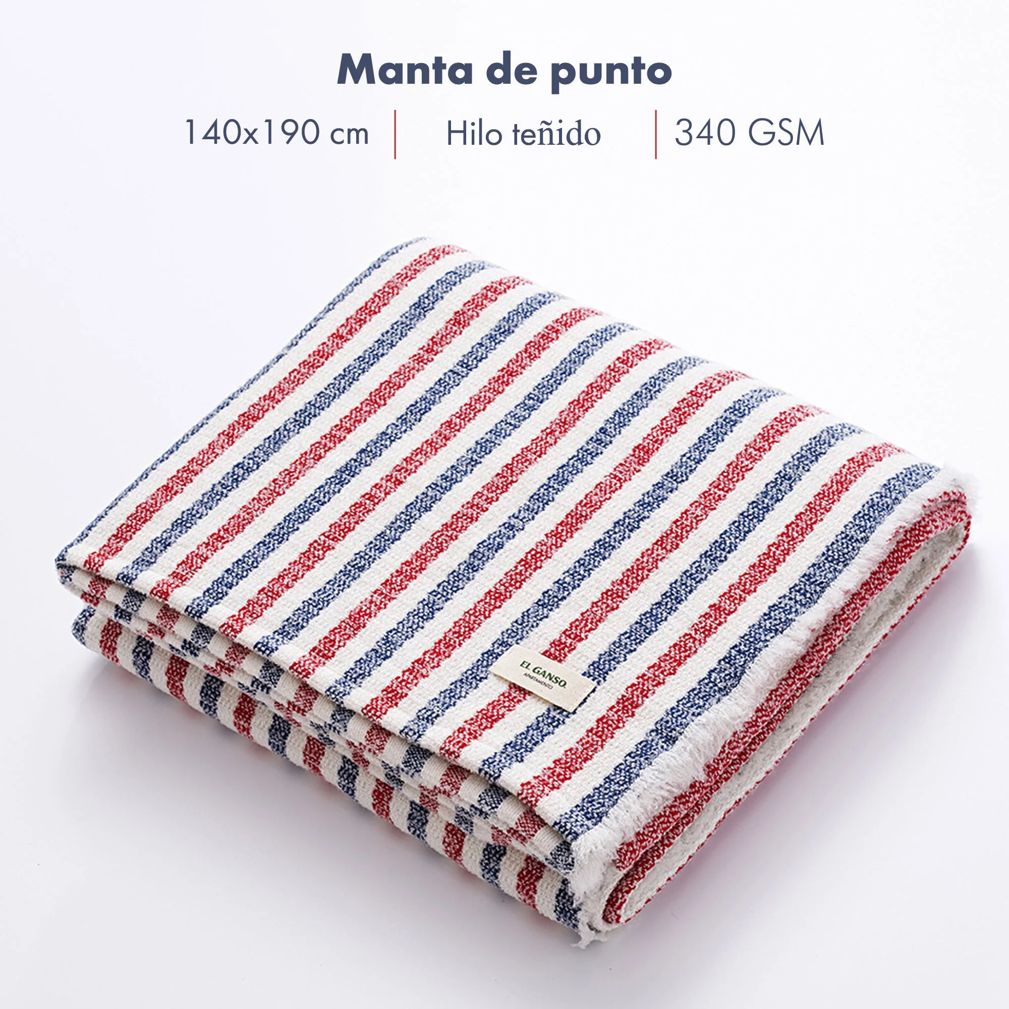 Manta De Punto 140x190cm Acrílico 340gr En Hilo Teñido Cuadros El Ganso - Image 2