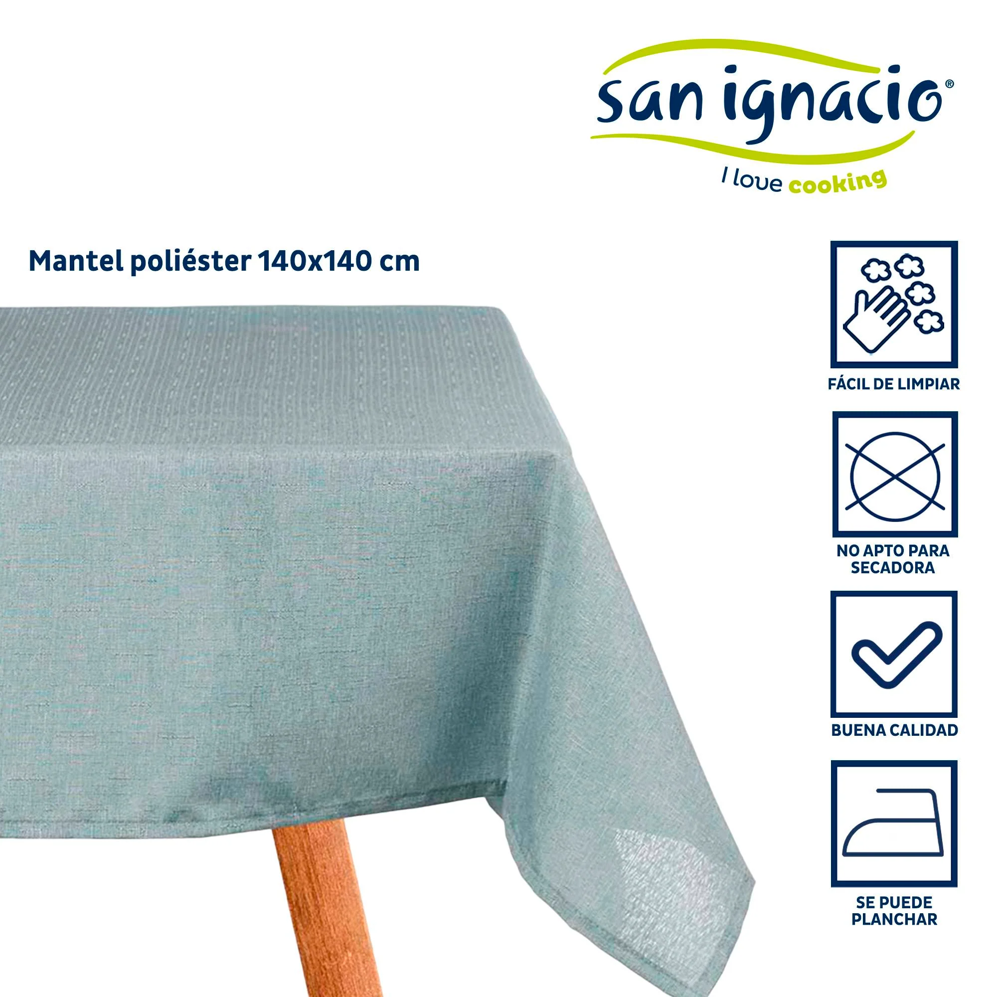 Mantel Poliester 140x140cm Azul Palo Colección Kinvara - Image 2