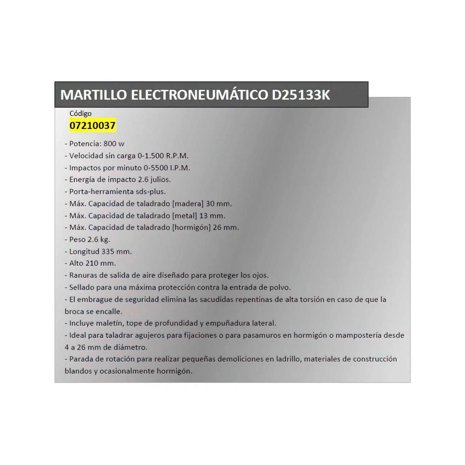 Martillo Electroneumatico Dewalt  D25133k - Image 2