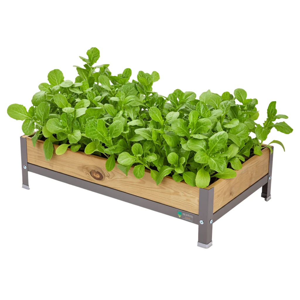 Mi Huerto Urban Jardinera Elevada Madera Con Bandeja Recoge Aguas | Estructura Metálica | Gris | 90x60x26cm