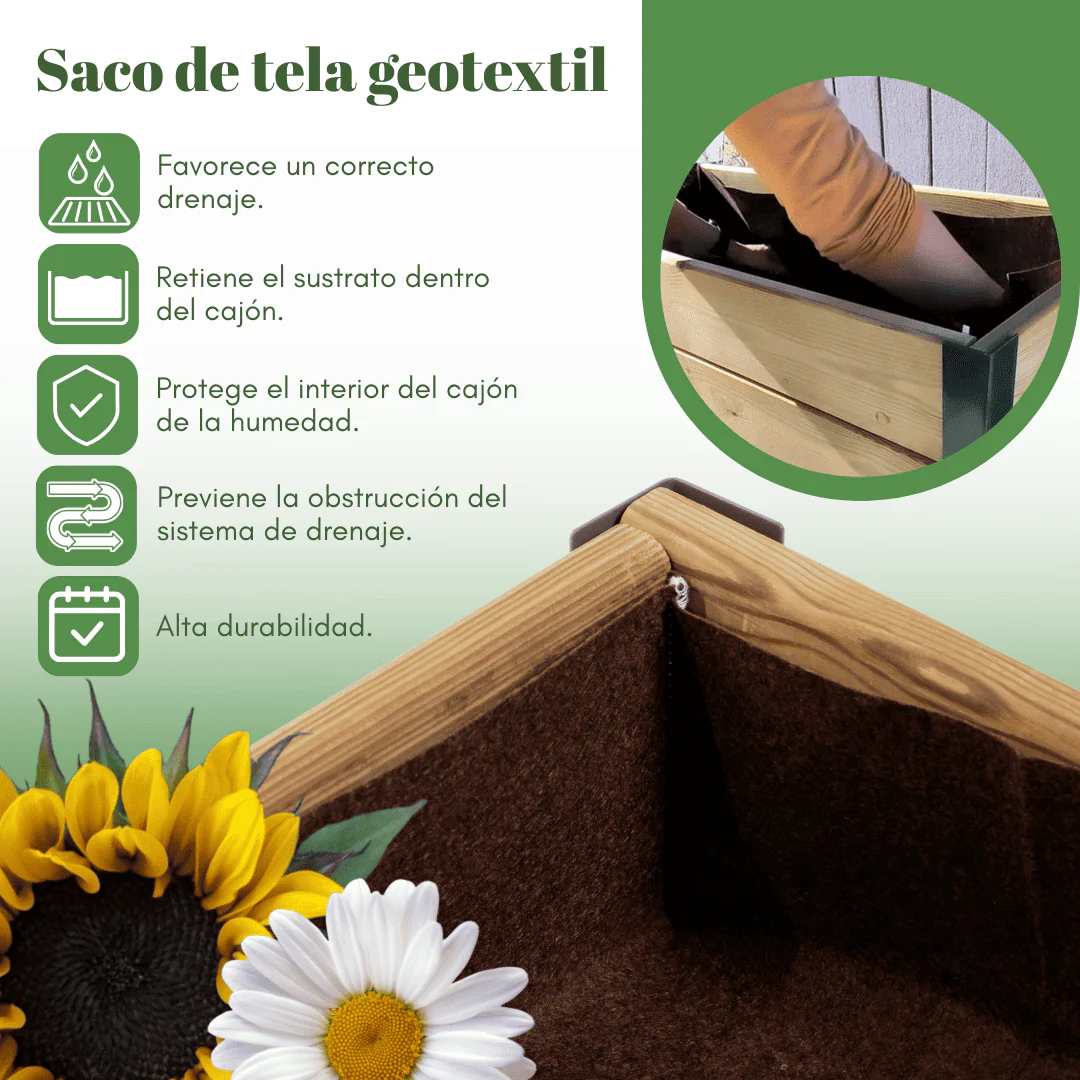 Mi Huerto Urban Jardinera Elevada Madera Con Bandeja Recoge Aguas | Estructura Metálica | Gris | 90x60x26cm - Image 4